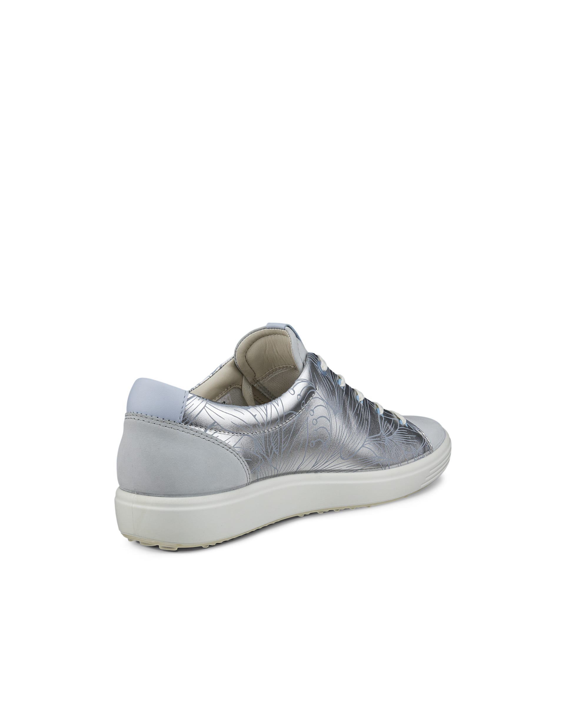 Women's ECCO® Soft 7 Leather Floral Shoe | Silver