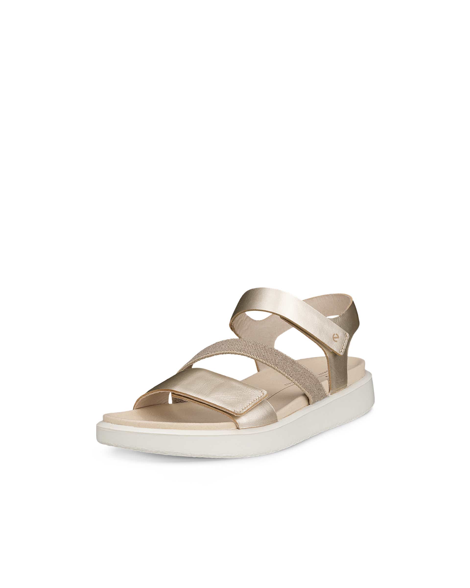 Women's ECCO® Flowt Leather Flat Sandal - Metallic - Main