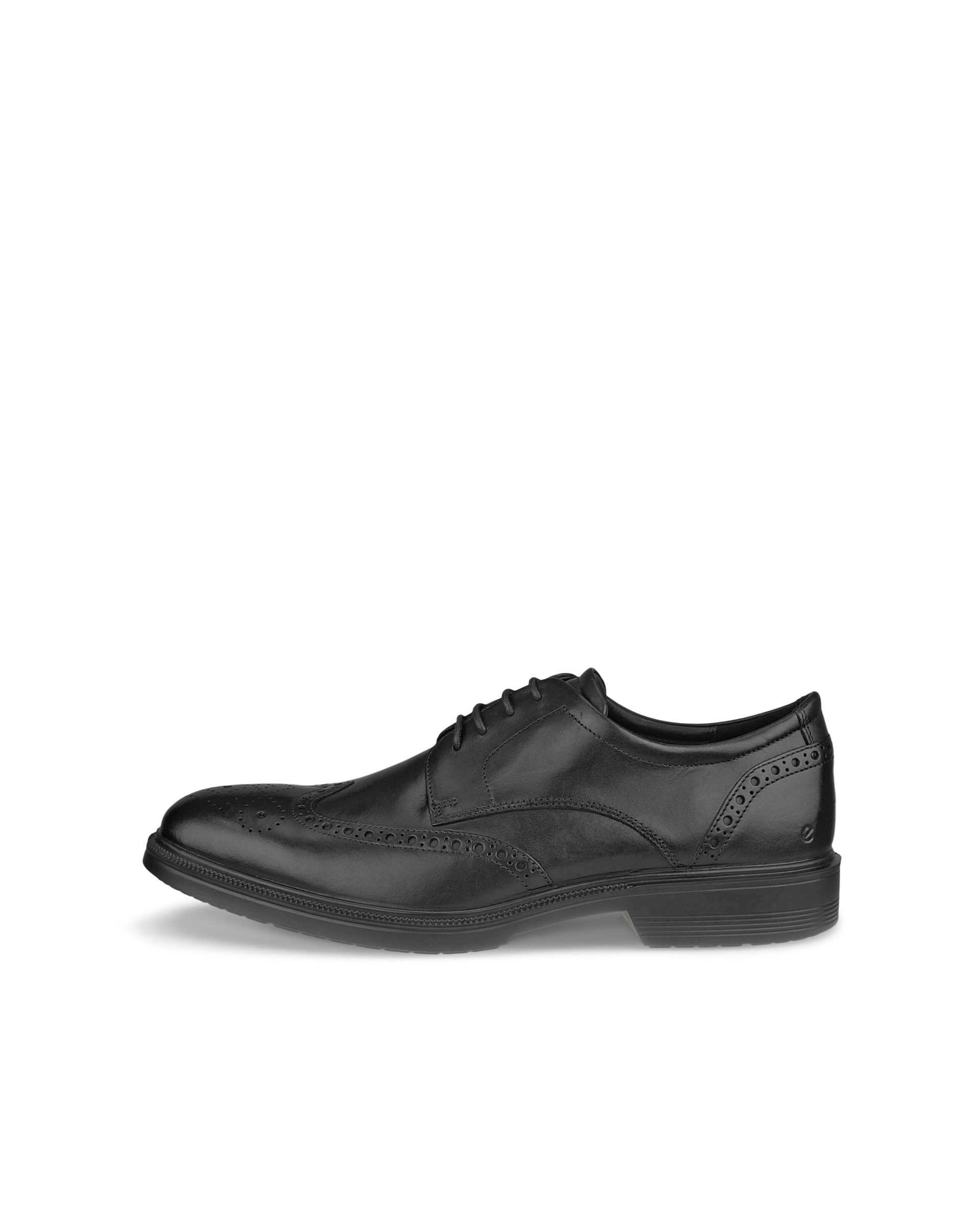 ECCO LISBON - Men's Leather Wingtip Derby Shoe - Black - 46