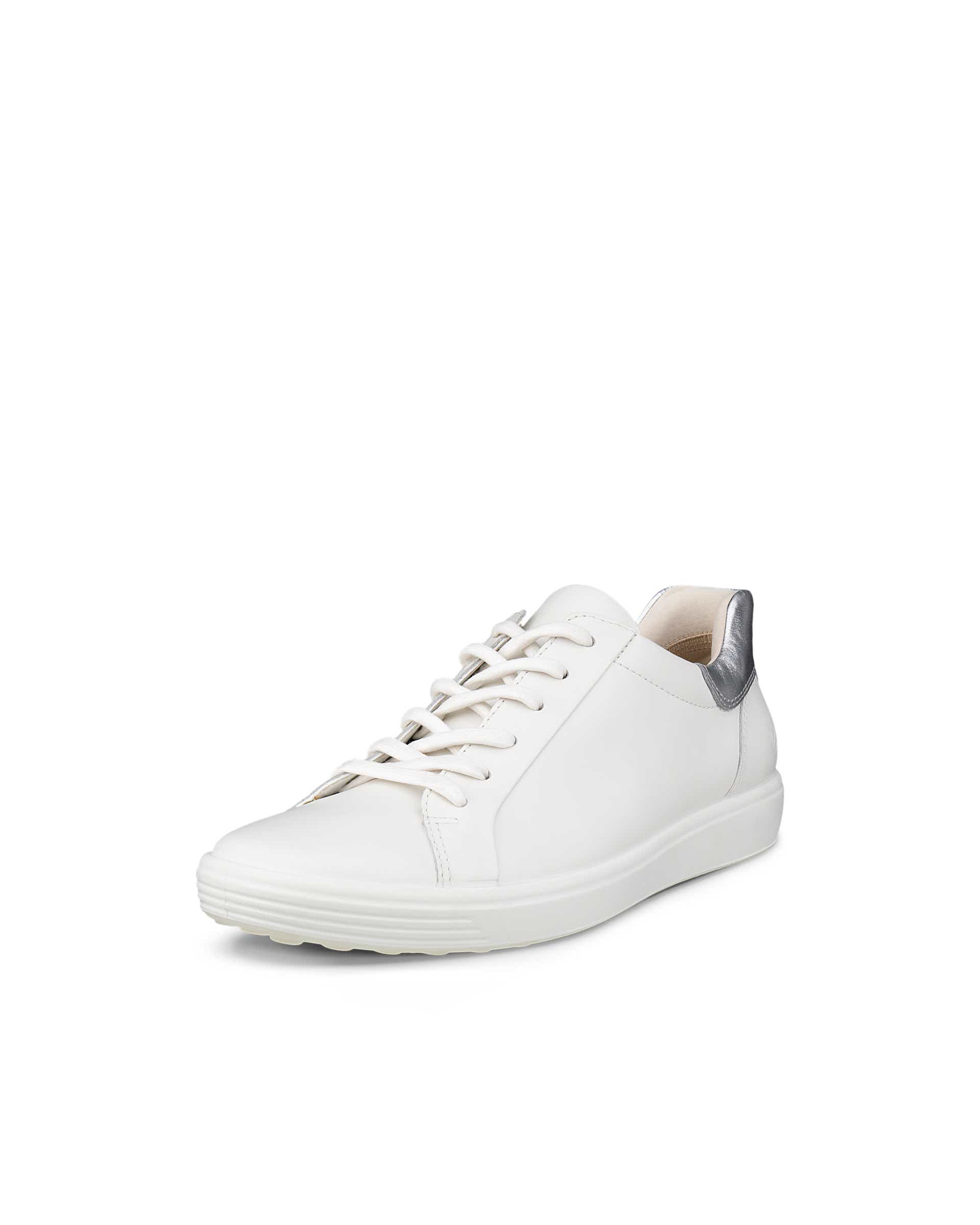 Women's ECCO® Soft 7 Leather Trainer - White - Main