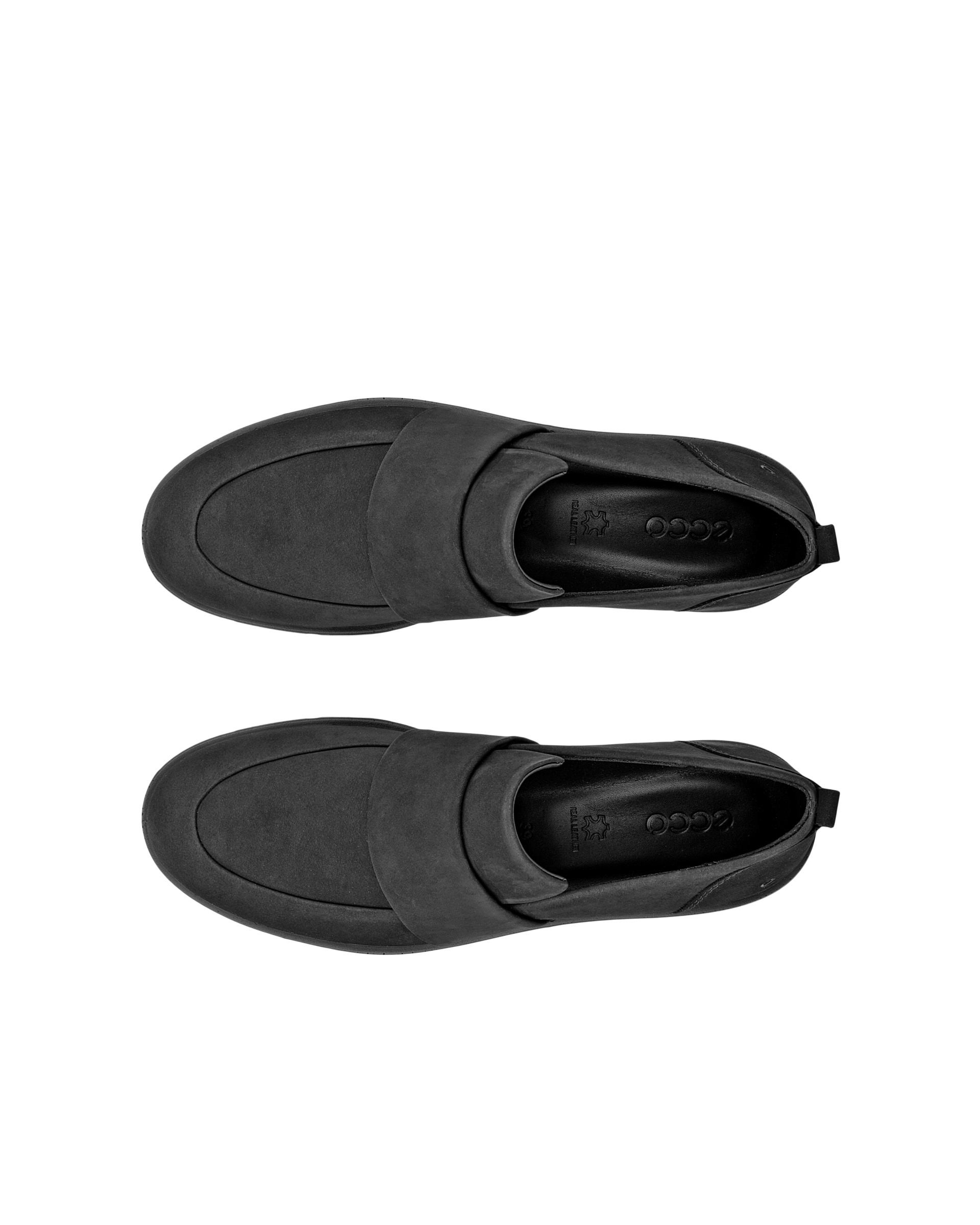 Women's ECCO® Bella Nubuck Loafer - Black - Top left pair