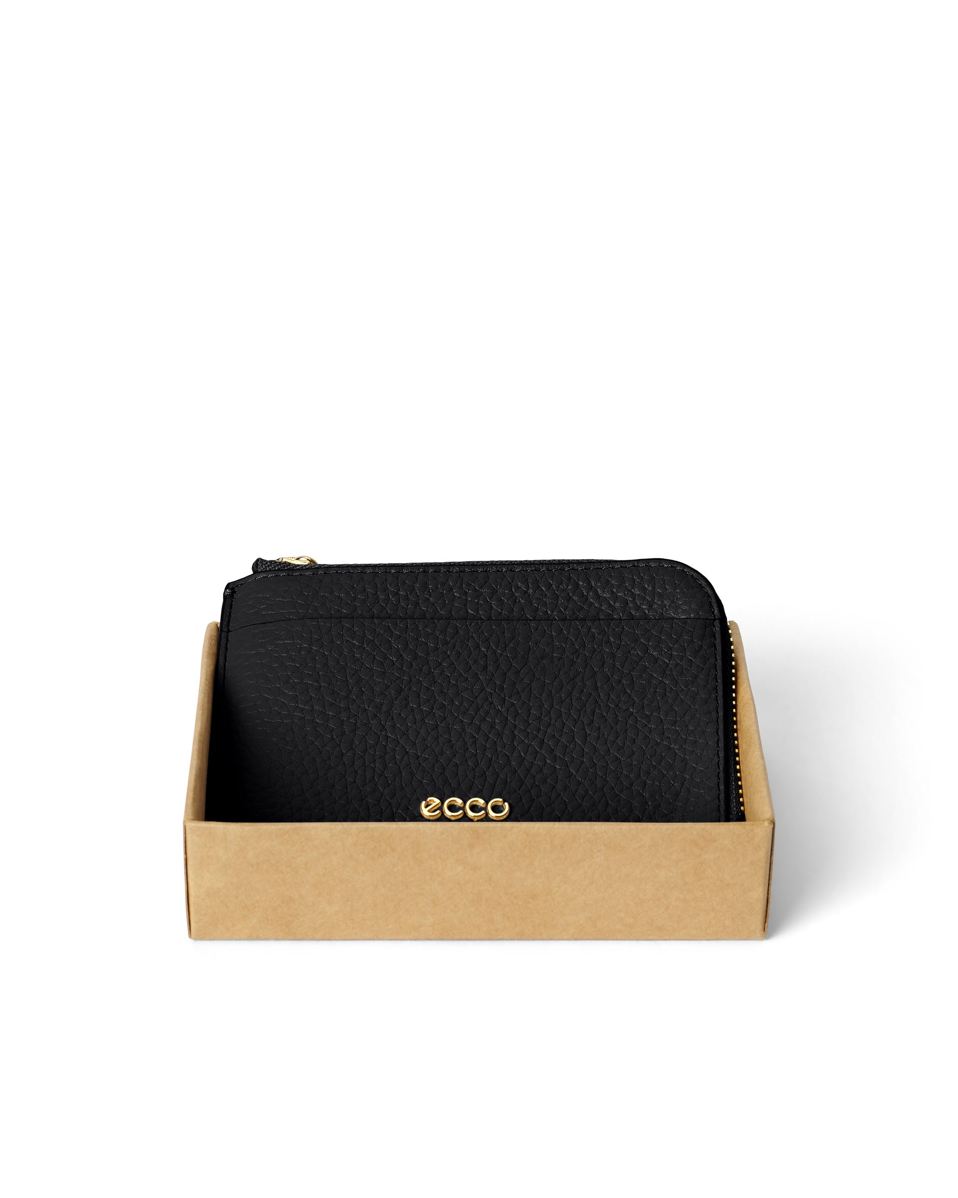 ECCO Card Case Zipped Pebbled レザーカードケース - ブラック - Detail-1