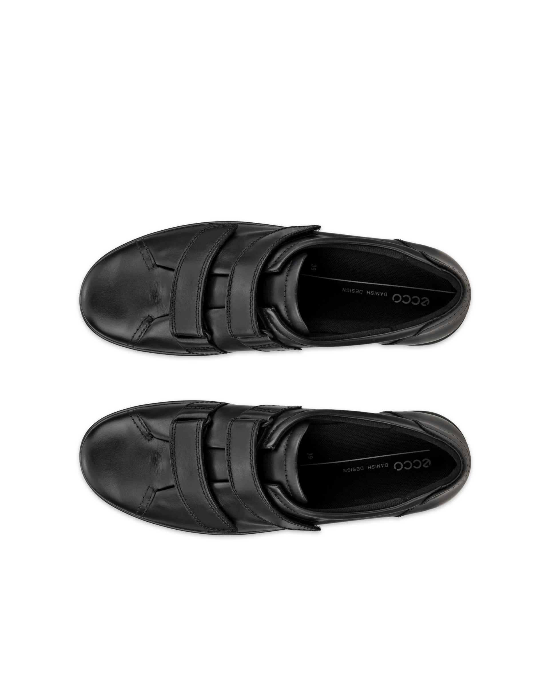 Women's ECCO® Soft 2.0 Leather Walking Shoe - Black - Top left pair