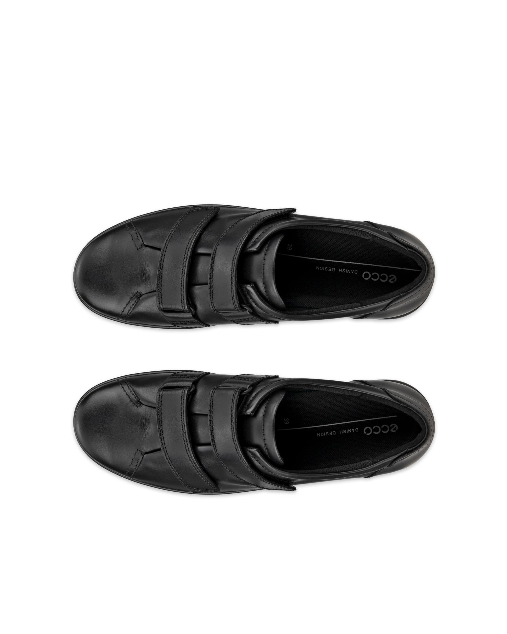 Women's ECCO® Soft 2.0 Leather Walking Shoe - Black - Top left pair