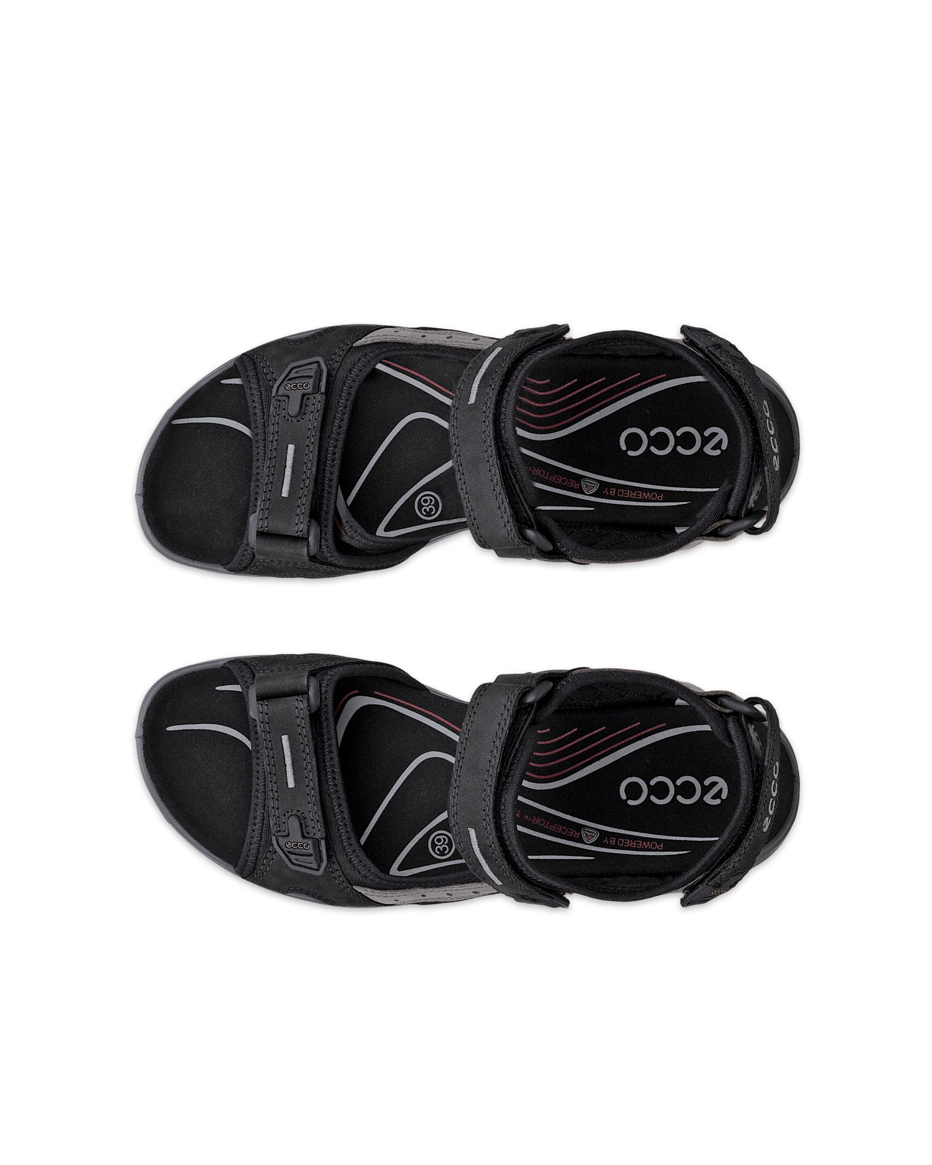 Women's ECCO® Offroad Nubuck Hiking Sandal - Black - Top left pair