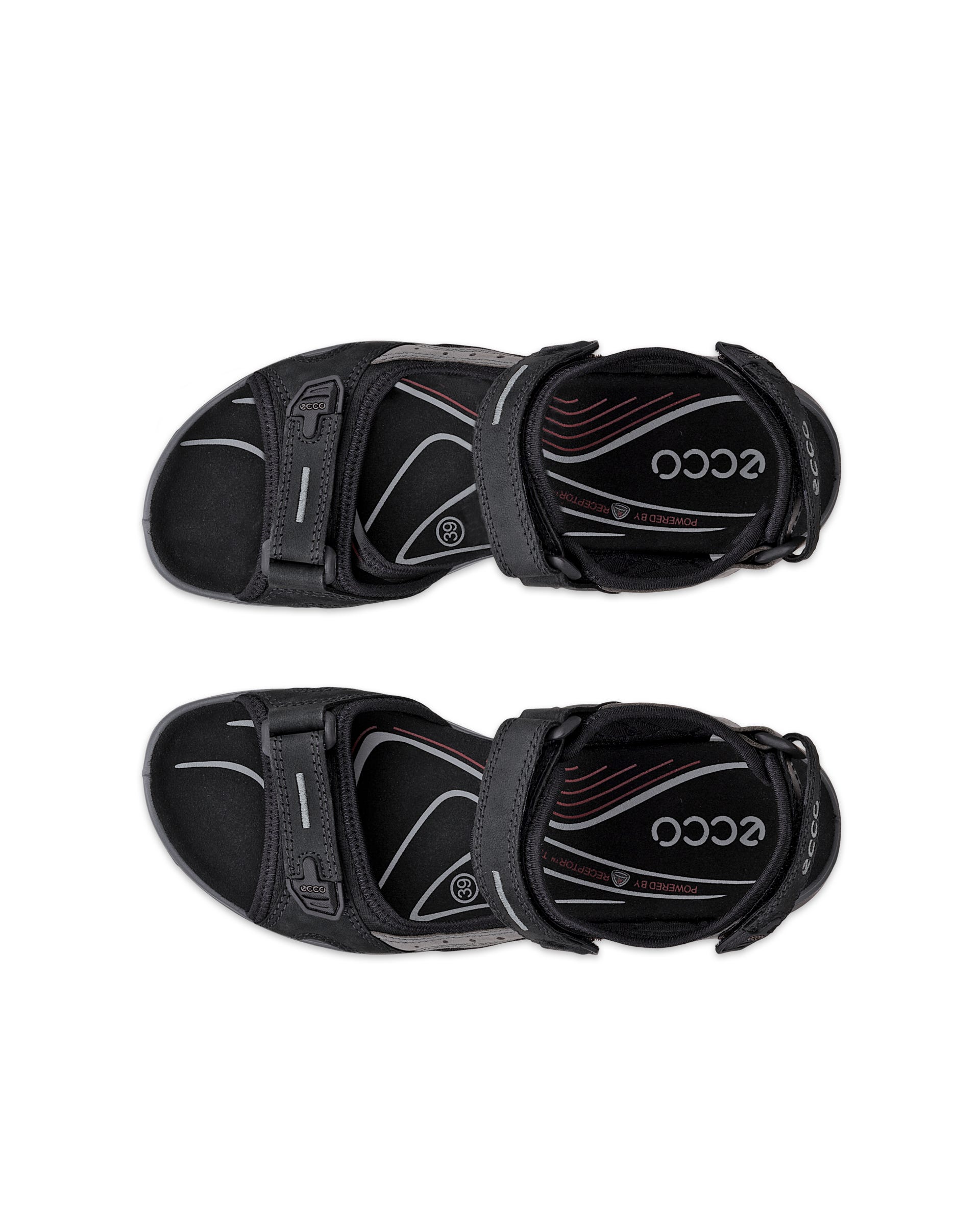 Women's ECCO® Offroad Nubuck Hiking Sandal - Black - Top left pair