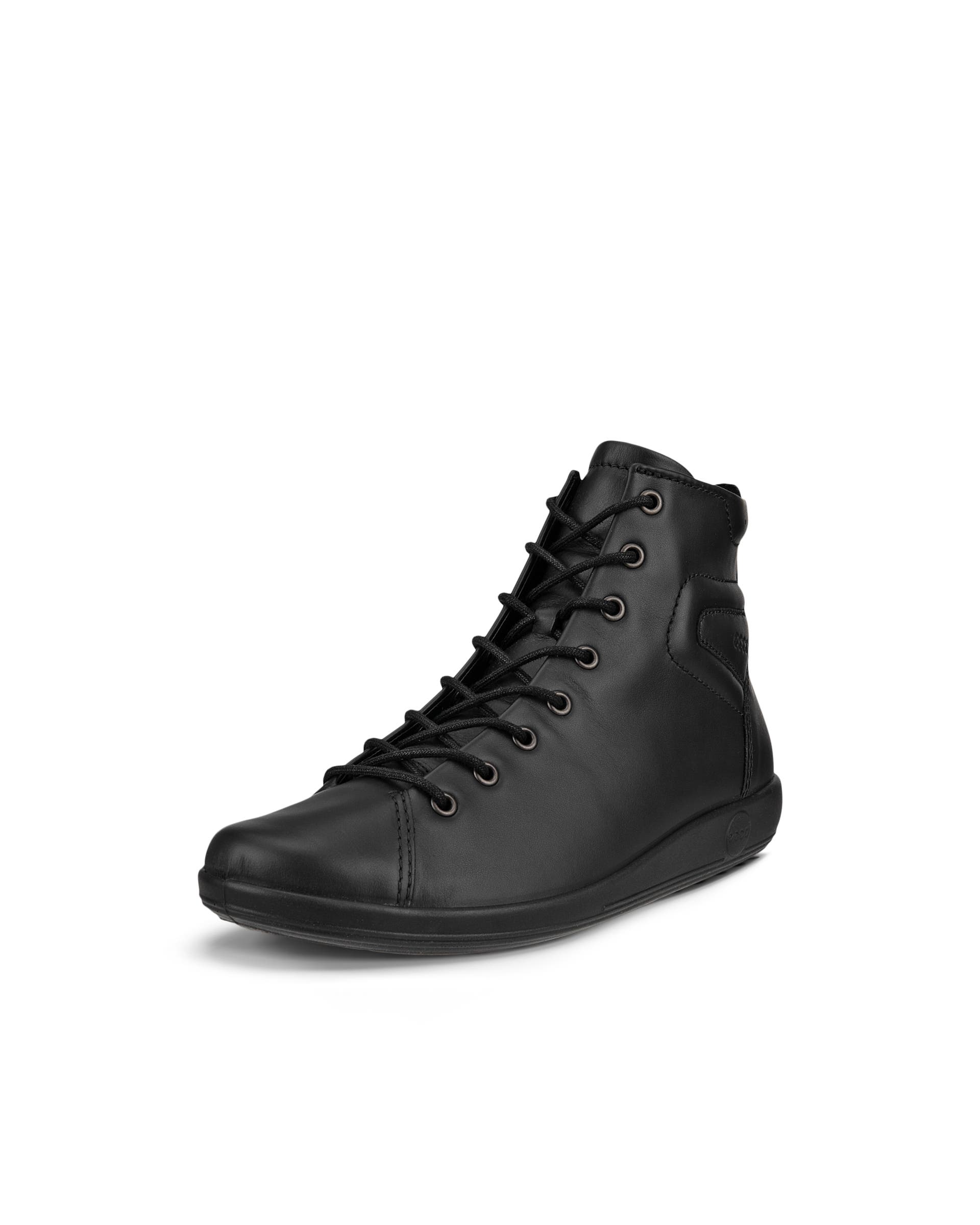 ECCO® Soft 2.0 Damen High-Top Sneaker aus Leder - Schwarz - Main