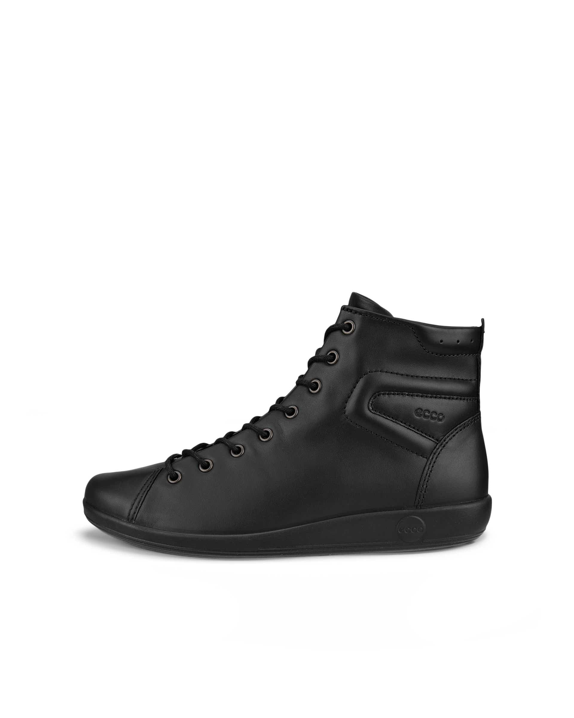 ECCO® Soft 2.0 Damen High-Top Sneaker aus Leder - Schwarz - Outside