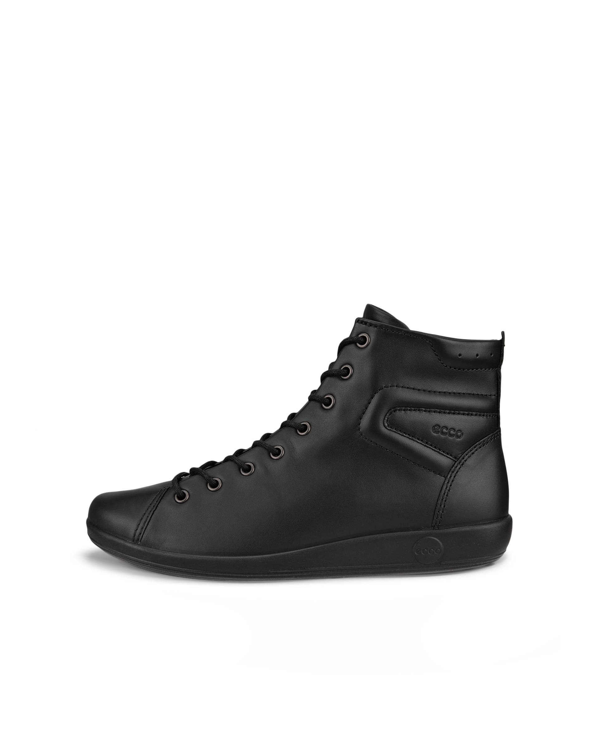 ECCO® Soft 2.0 Damen High-Top Sneaker aus Leder - Schwarz - Outside