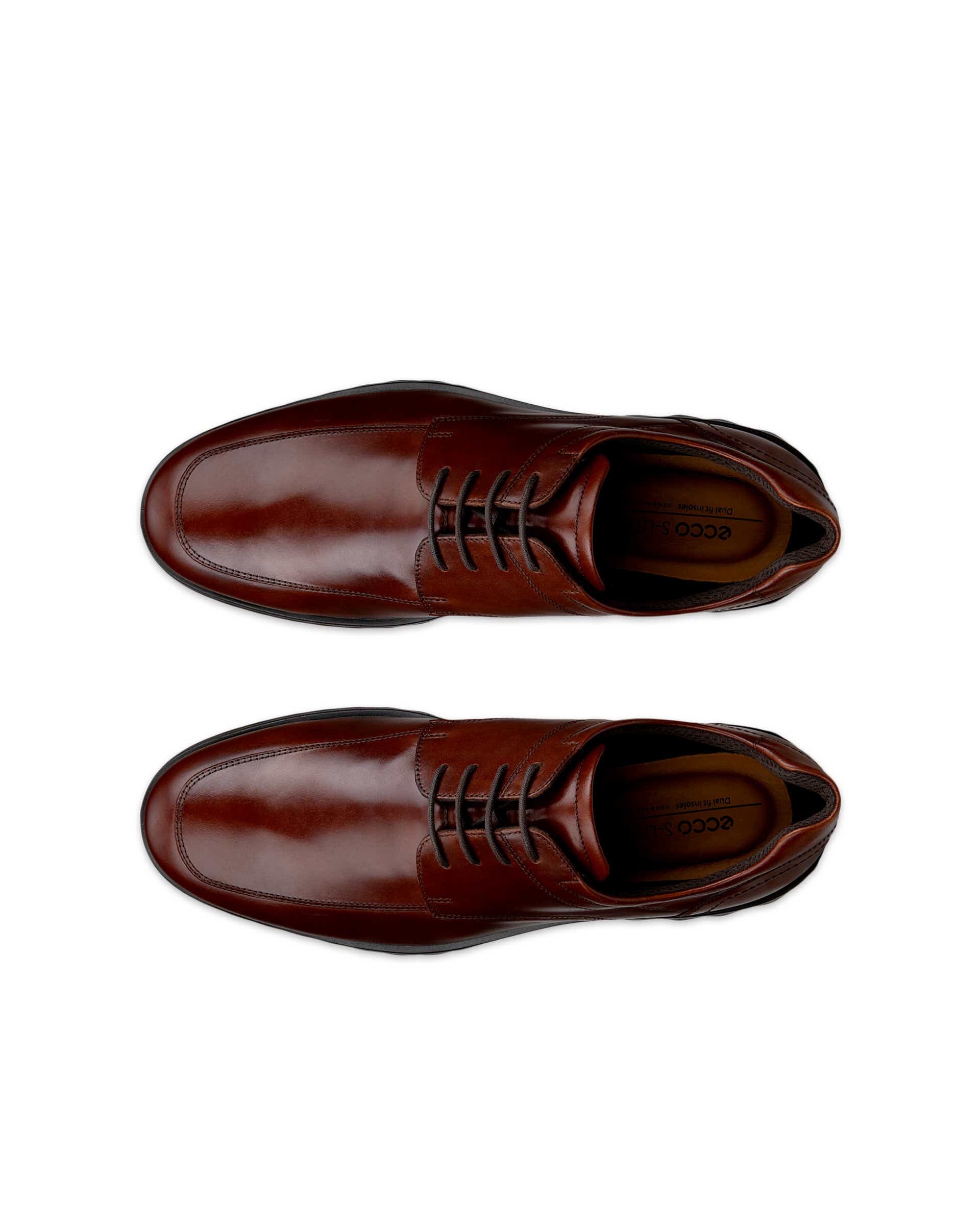 Men's ECCO® S Lite Hybrid Leather Apron Derby Shoe - Brown - Top left pair