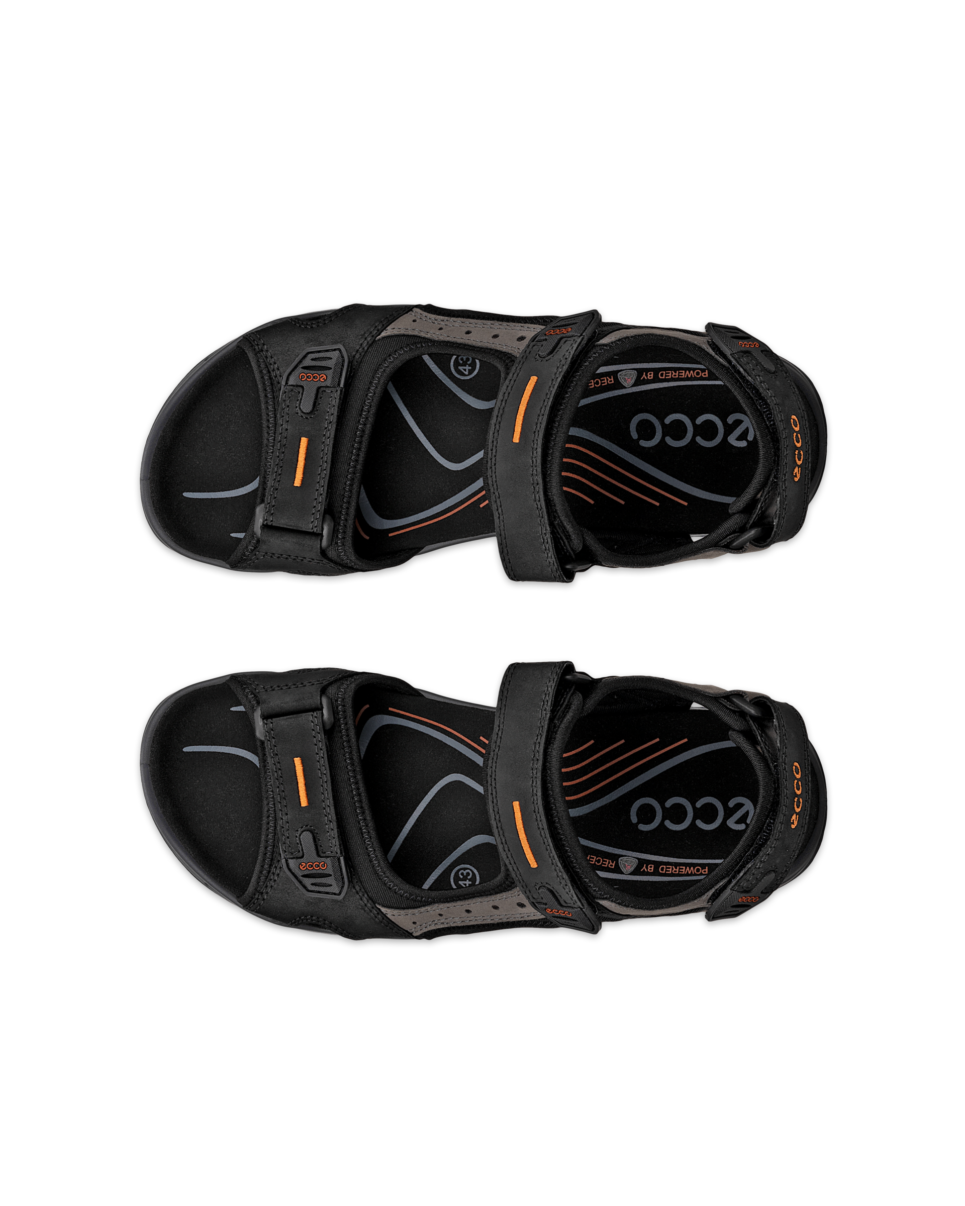 ECCO Offroad メンズ ヌバックハイキングサンダル - ブラック - Top left pair