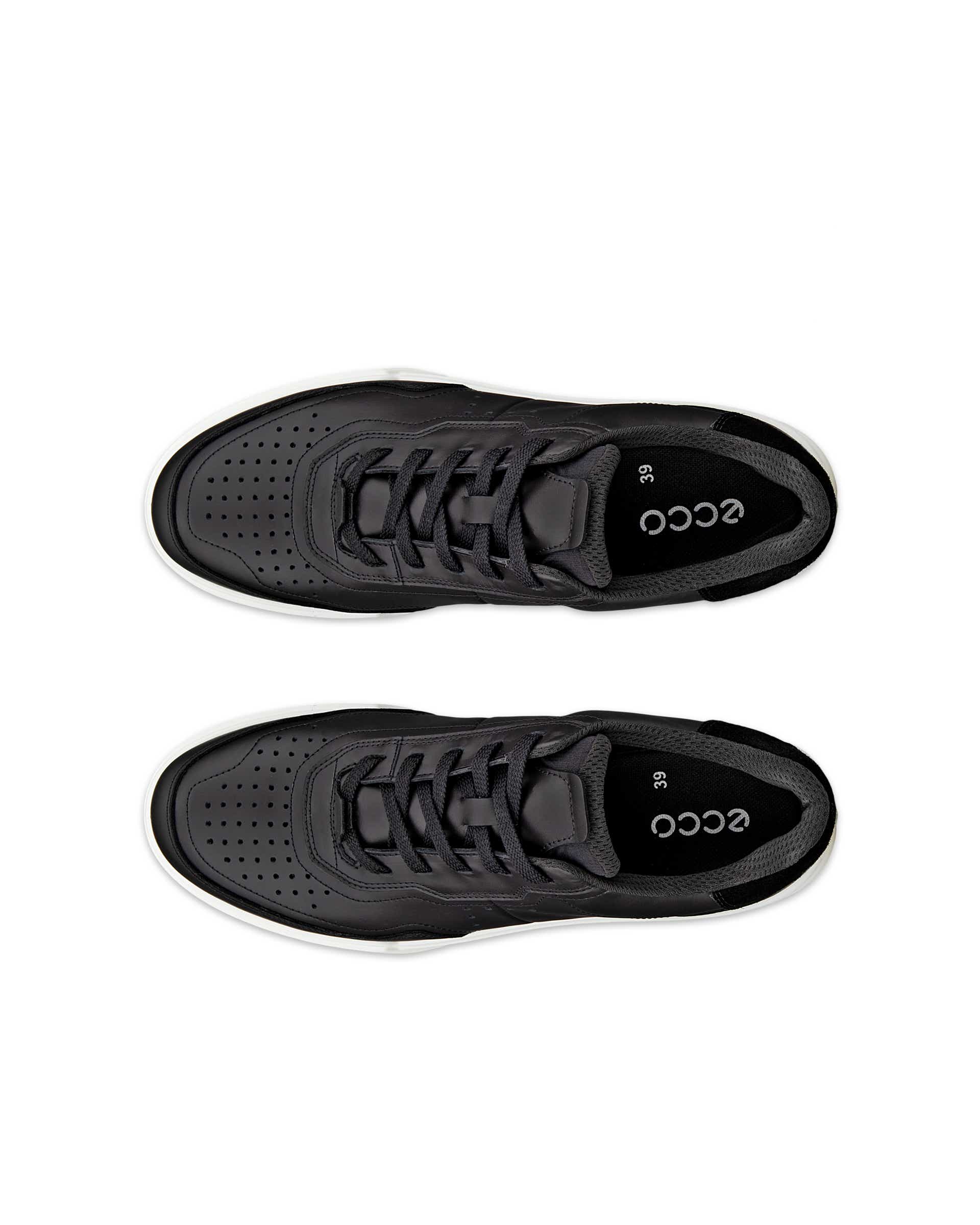 ECCO® STREET COURT dames leren sneaker - Zwart - Top left pair