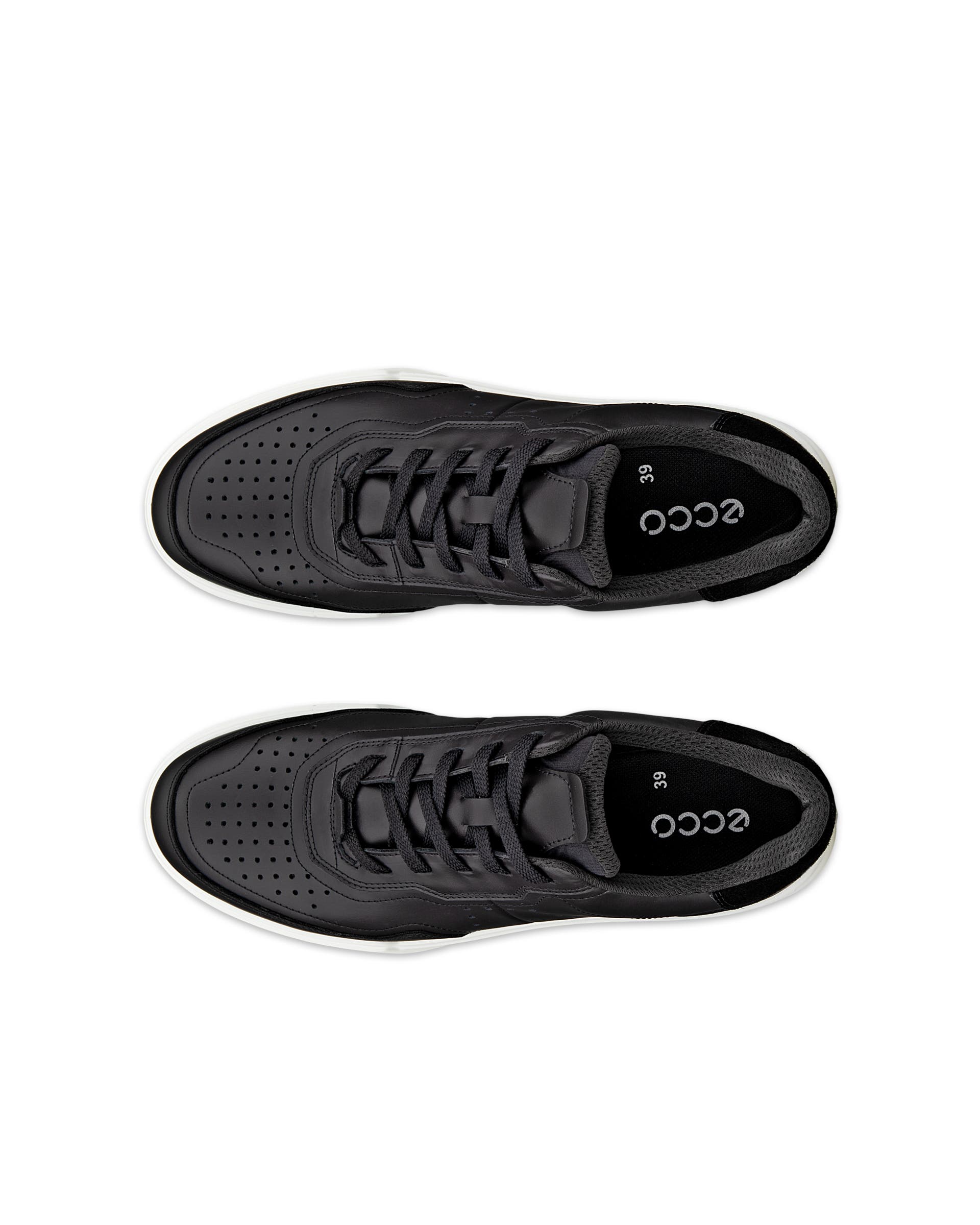 ECCO® STREET COURT dames leren sneaker - Zwart - Top left pair