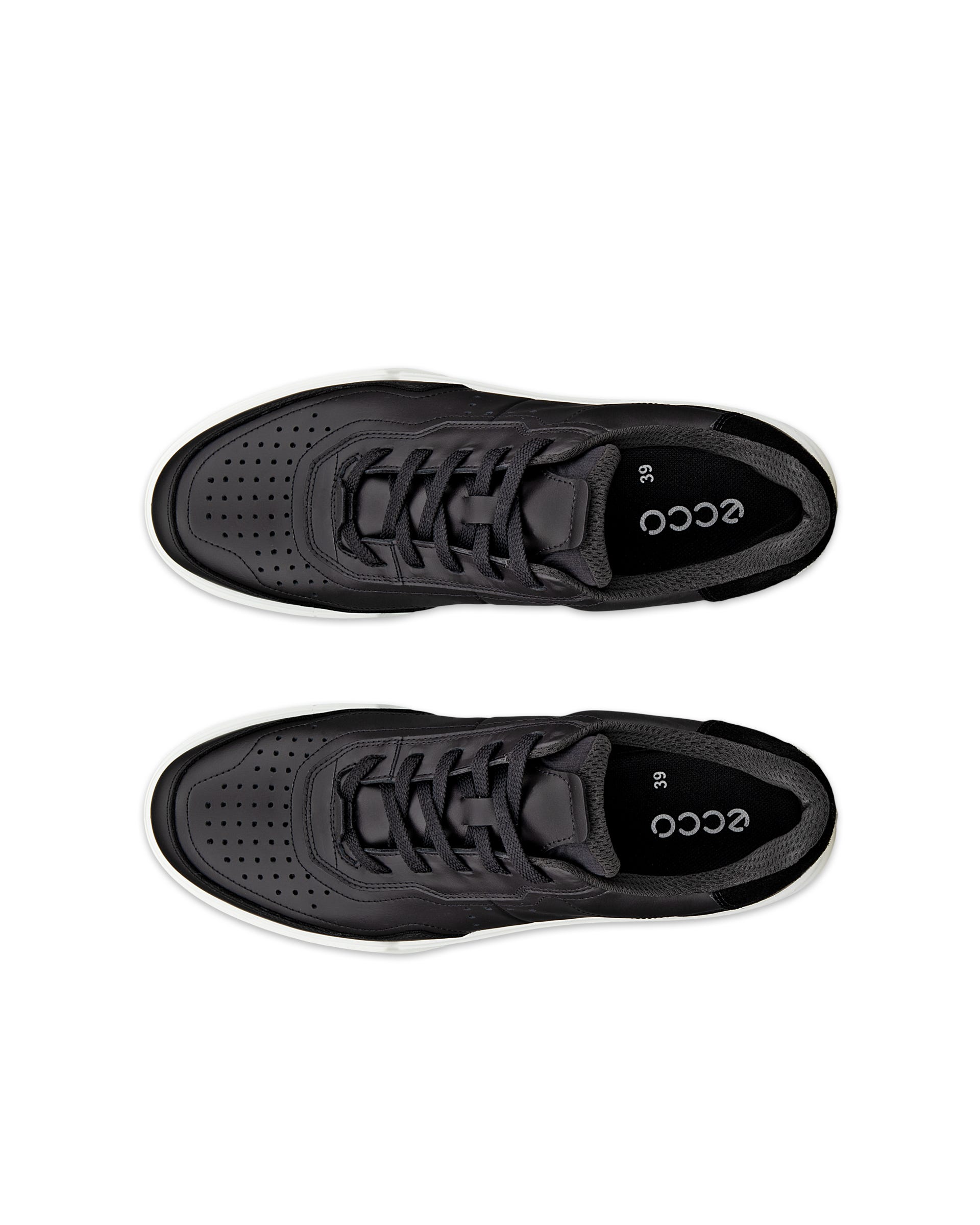 ECCO® STREET COURT dames leren sneaker - Zwart - Top left pair