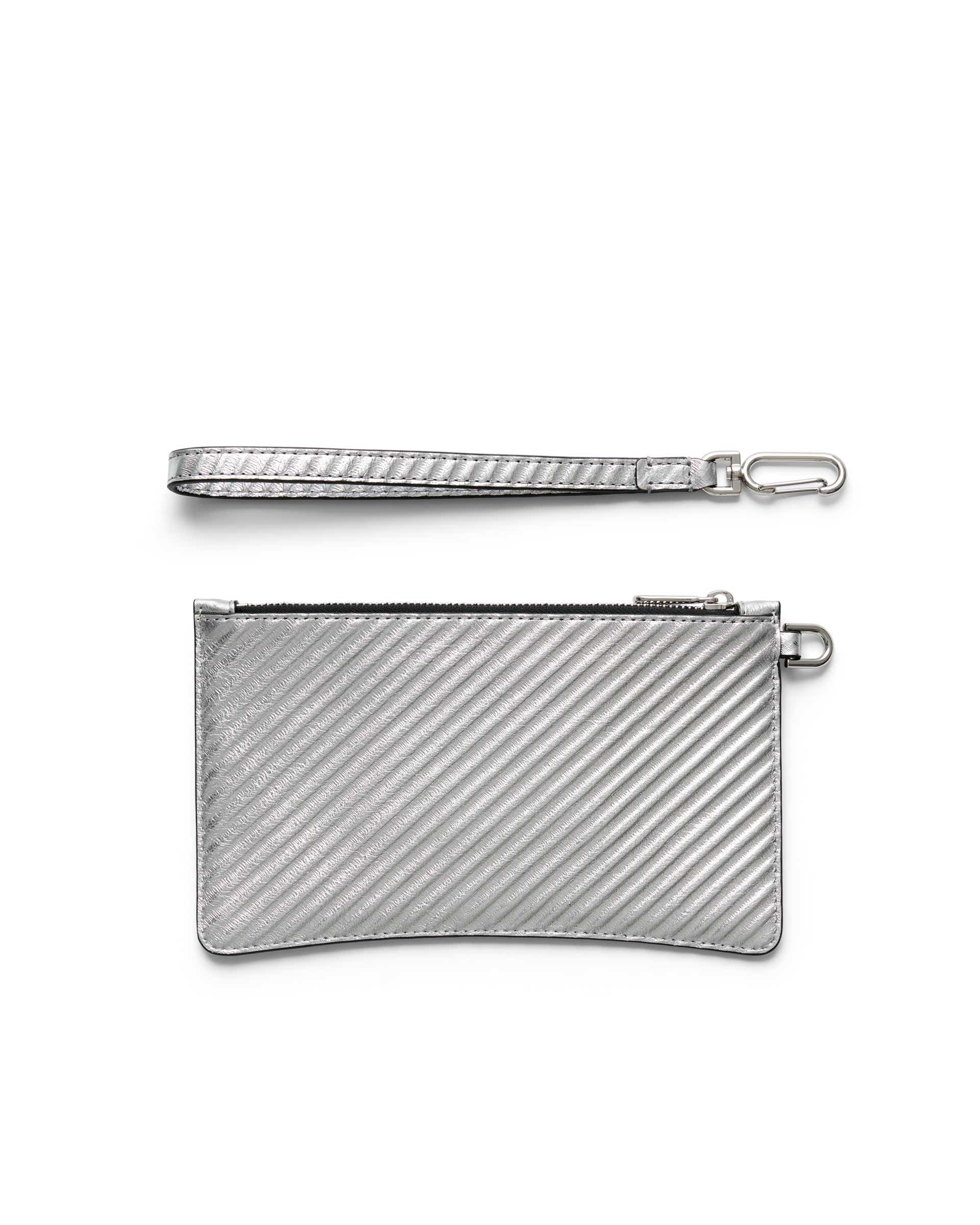 ECCO® Wristlet Metallic Leather Pouch Bag - Silver - Back