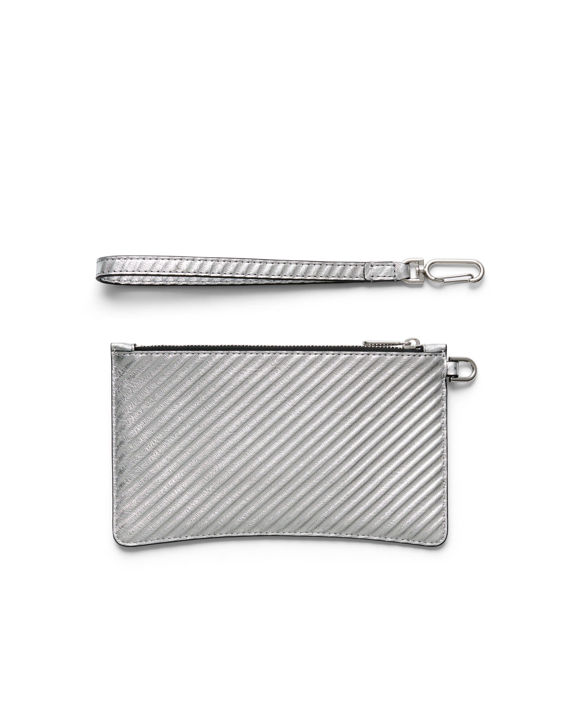 ECCO® Wristlet Metallic Leather Pouch Bag - Silver - Back