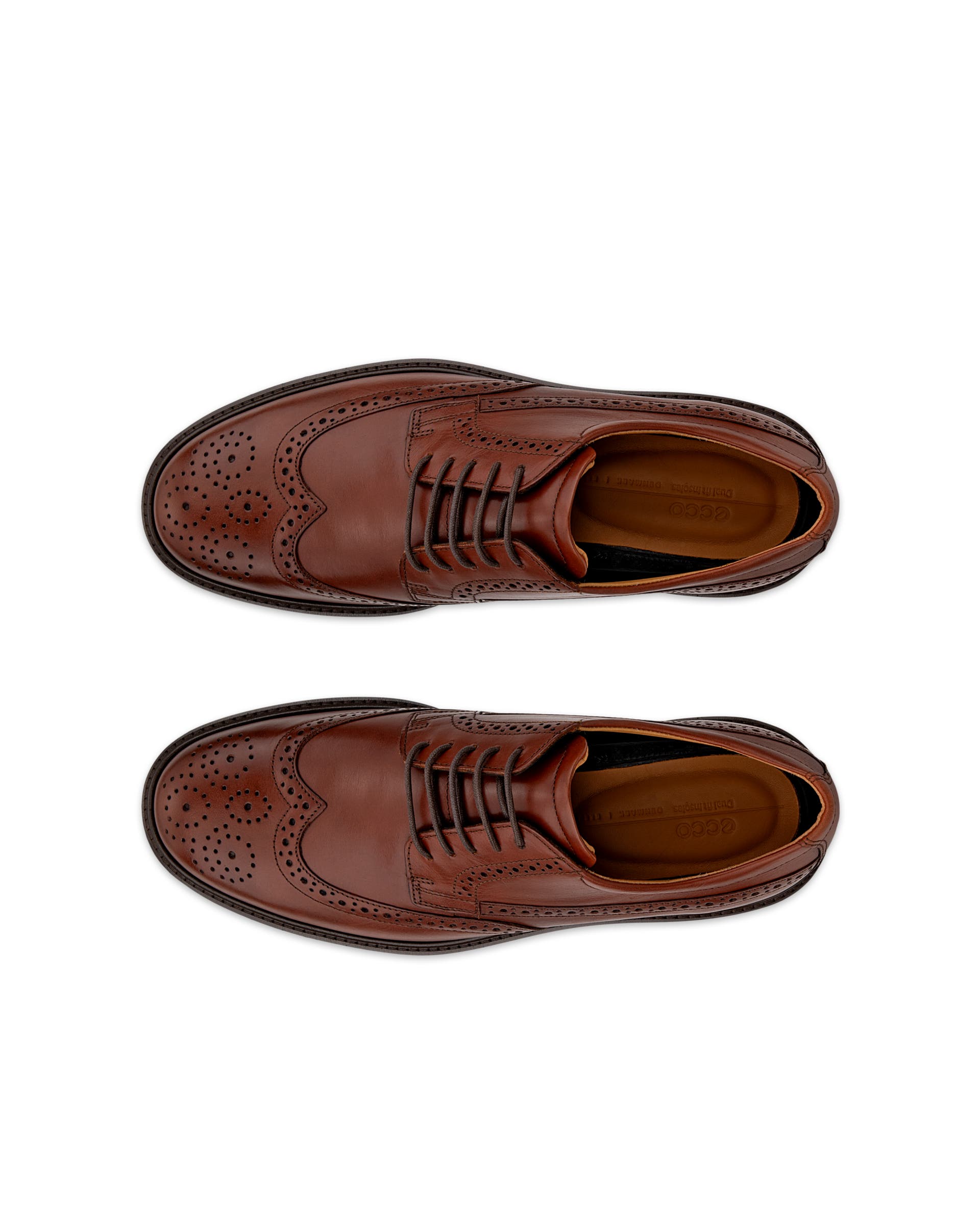 Men's ECCO® Metropole London Leather Brogue Shoe - Brown - Top left pair