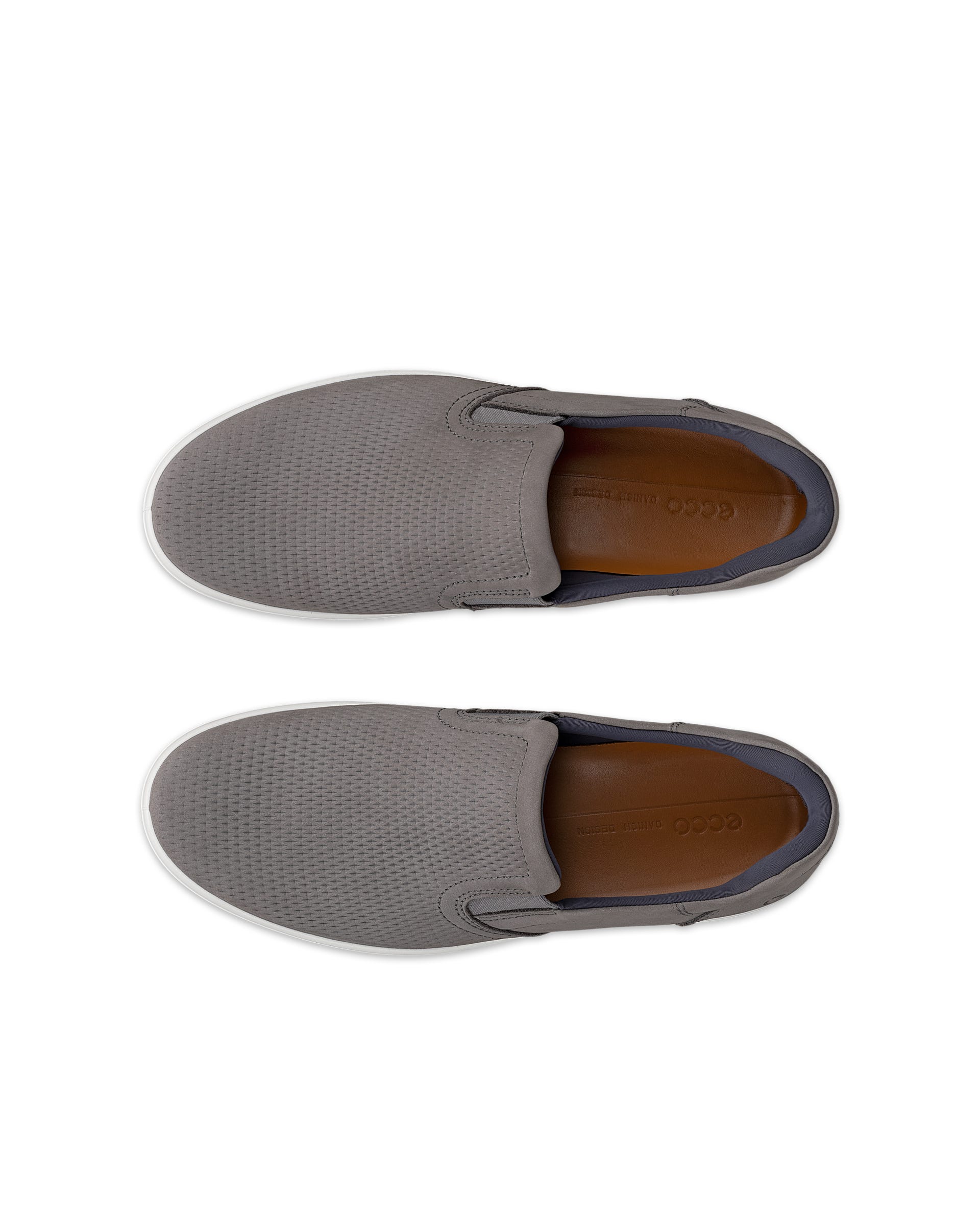 Men's ECCO® Soft 7 Nubuck Slip-In Shoe - Gray - Top left pair