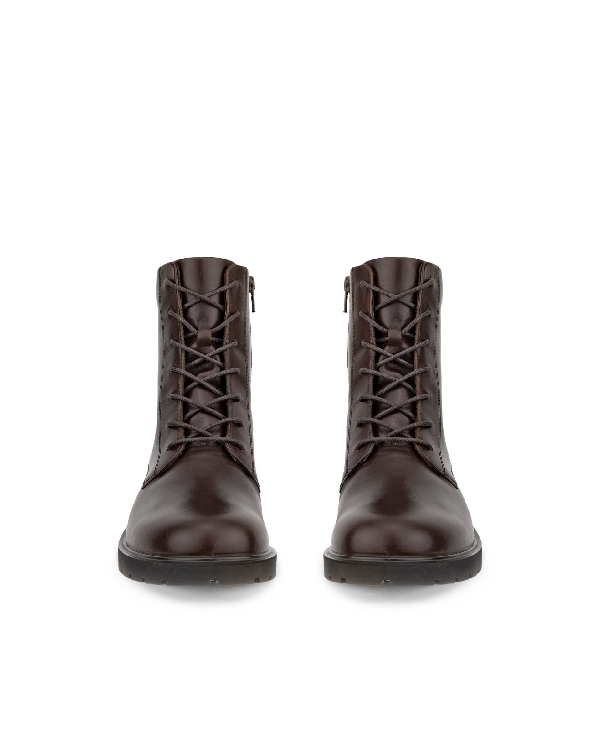 Women's ECCO® METROPOLE VIENNA Leather Lace-Up Boot - Brown - Front pair