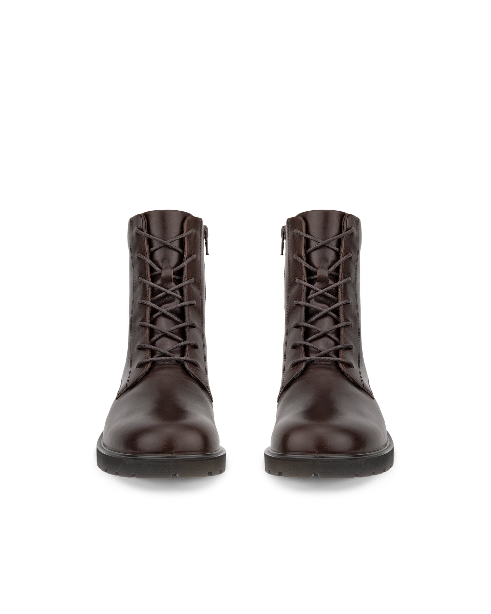 Women's ECCO® METROPOLE VIENNA Leather Lace-Up Boot - Brown - Front pair