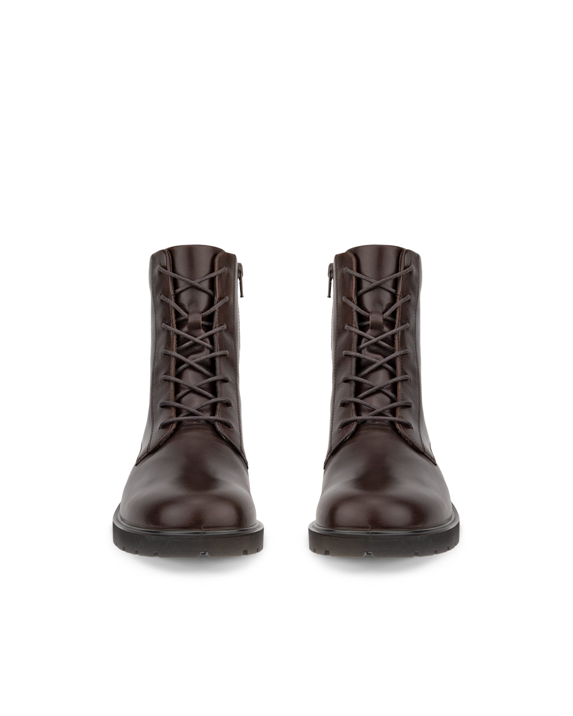 Women's ECCO® METROPOLE VIENNA Leather Lace-Up Boot - Brown - Front pair