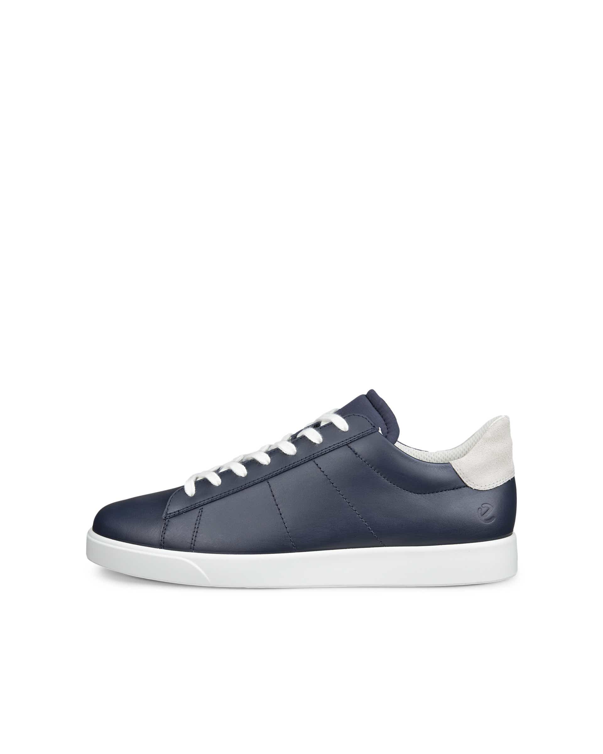 Men's ECCO® Street Lite Leather Trainer - Blue - Outside
