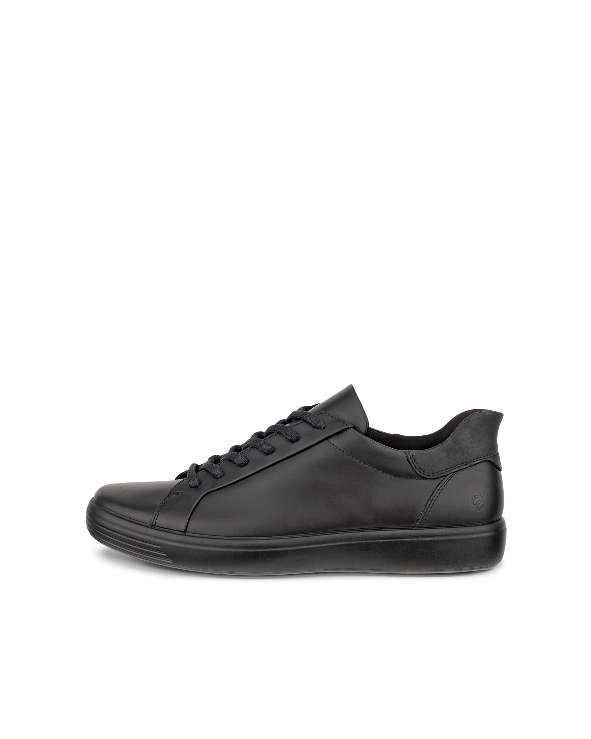 Men's ECCO® SOFT 7 Leather Trainer - Black - Outside