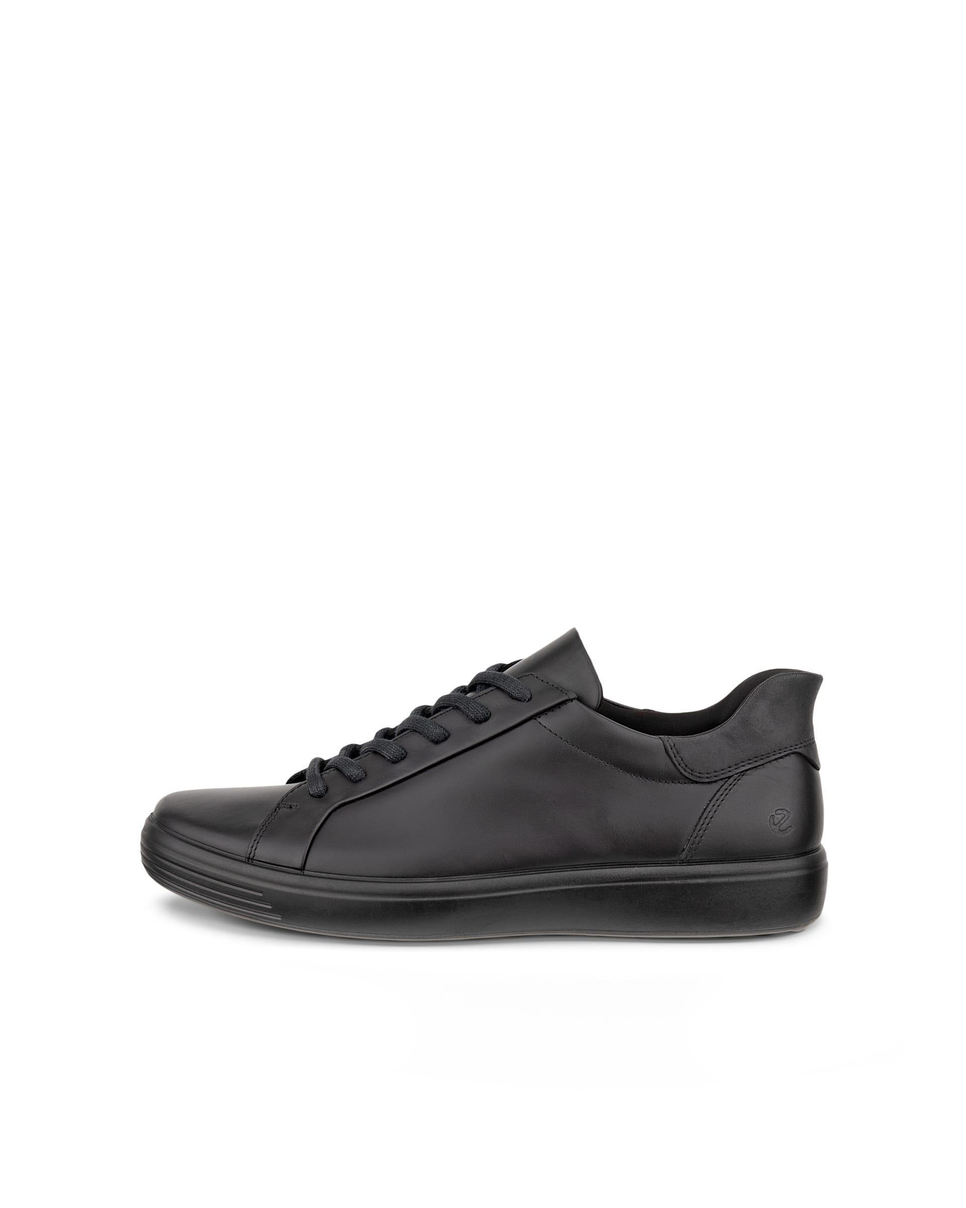 Men's ECCO® SOFT 7 Leather Trainer - Black - Outside