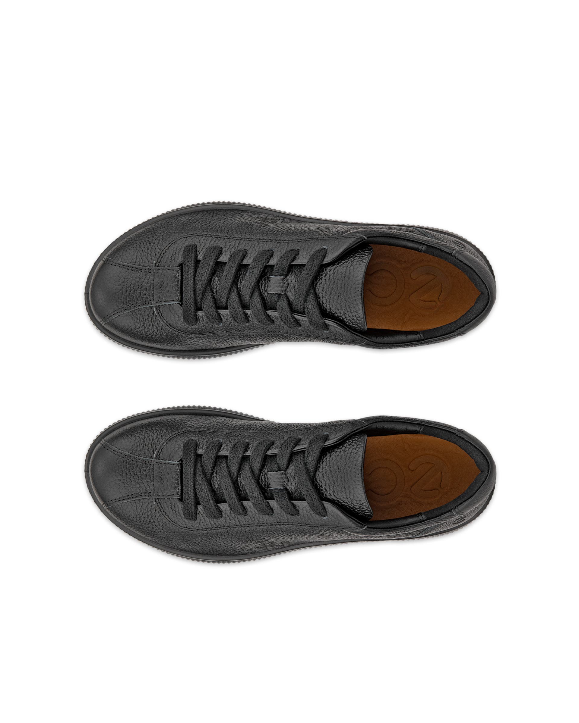 ECCO Soft Zero WOMEN ウィメンズ レザースニーカー - ブラック - Top left pair