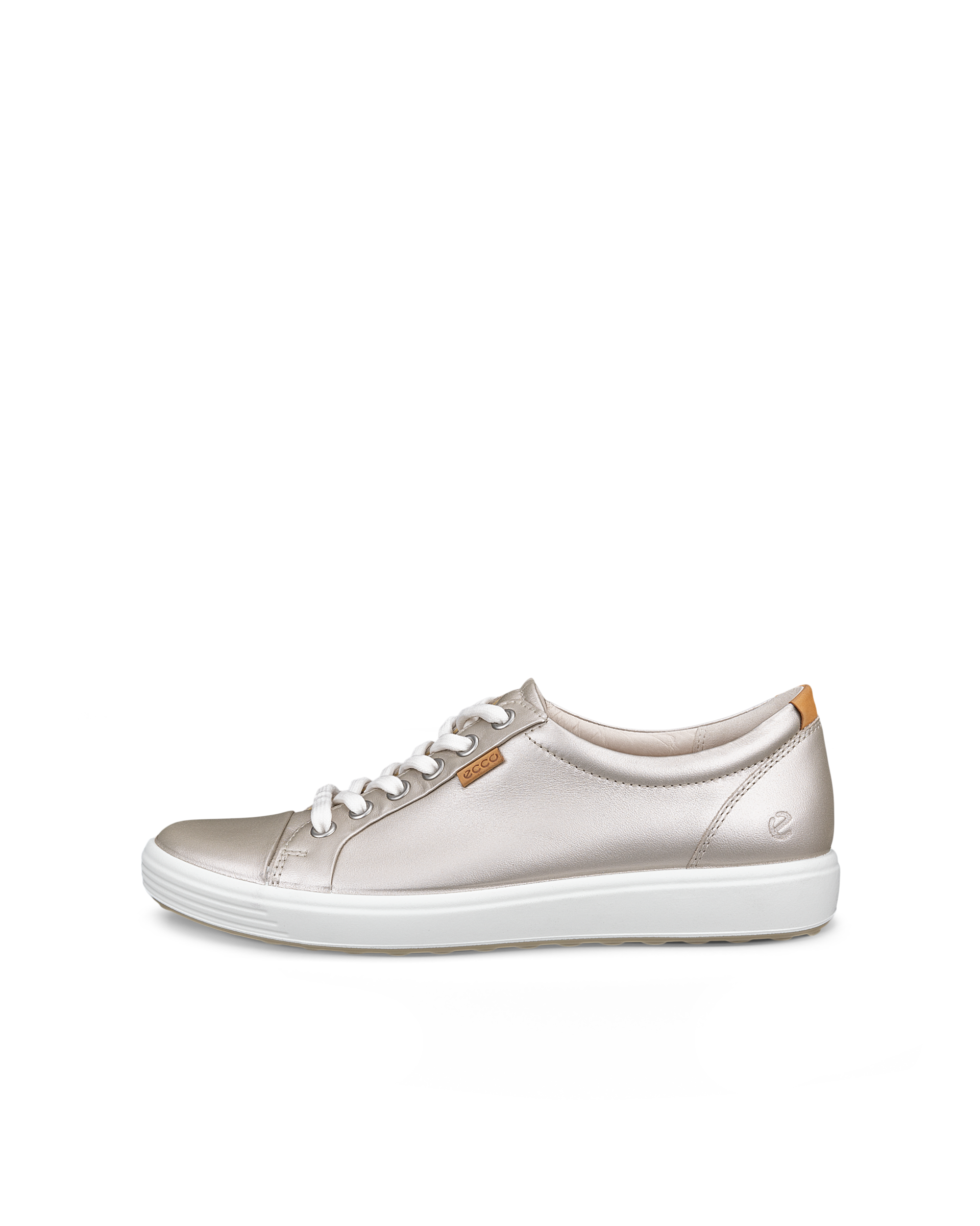 Women's ECCO® Soft 7 Leather Trainer - Gold - Outside