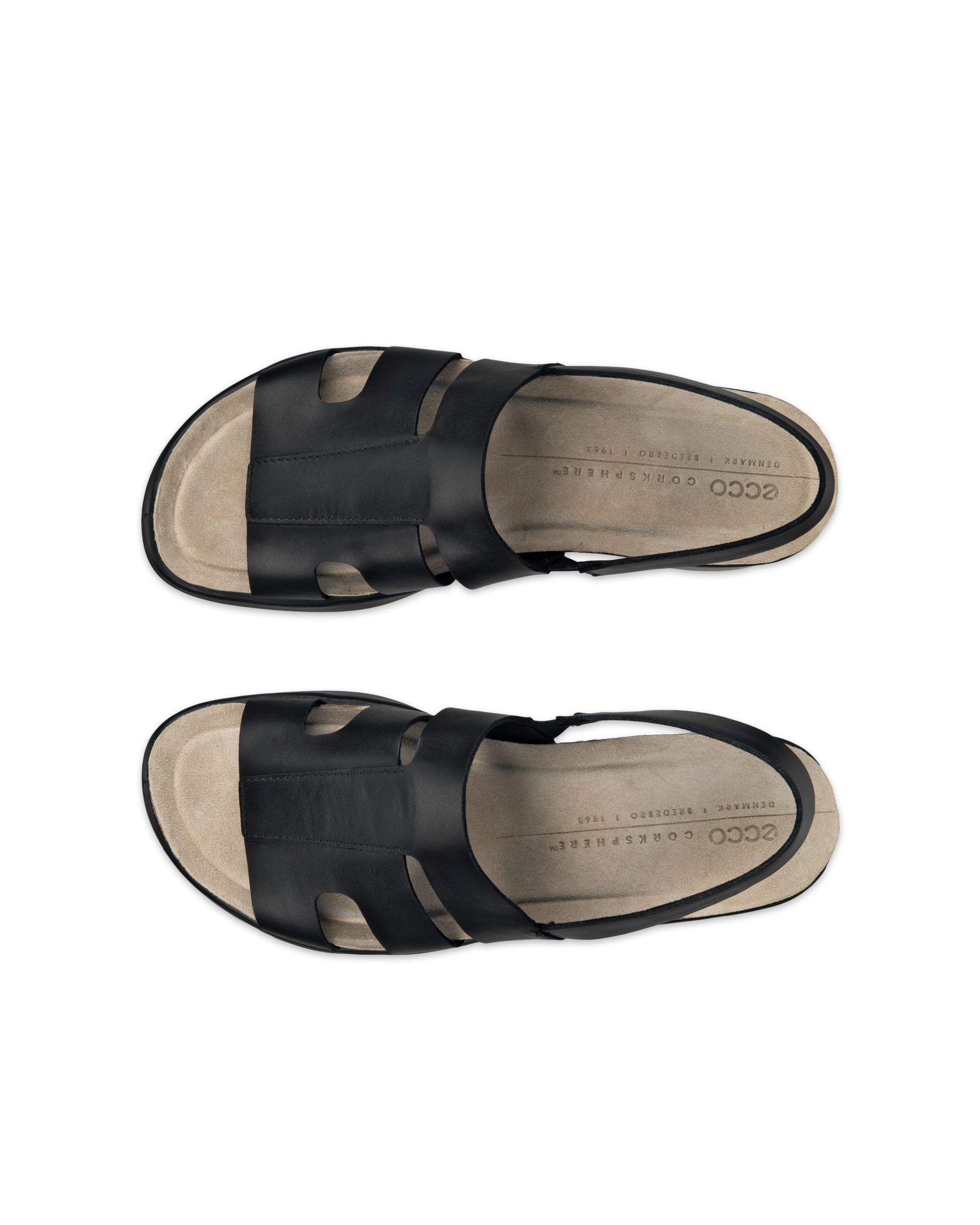 ECCO® Flowt Wedge Cork Dames leren sandaal met kurken sleehak - Zwart - Top left pair