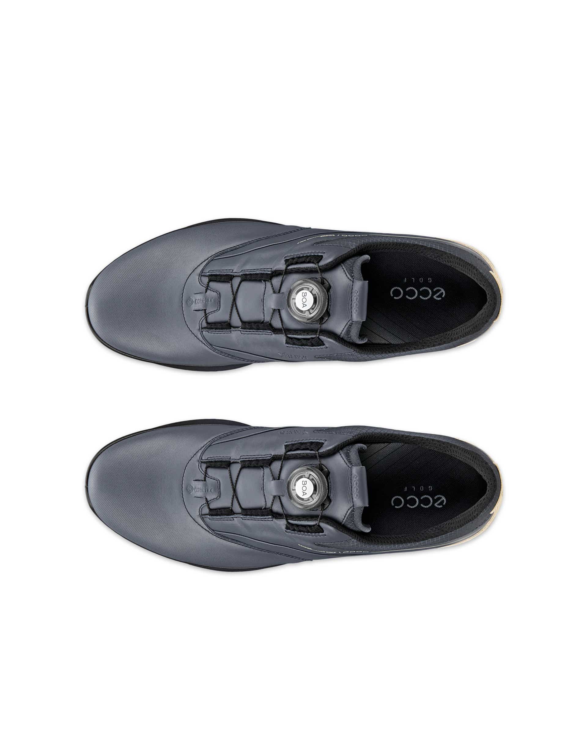 ECCO Golf S Three BOA メンズ レザーGore-Texゴルフシューズ - ブルー - Top left pair