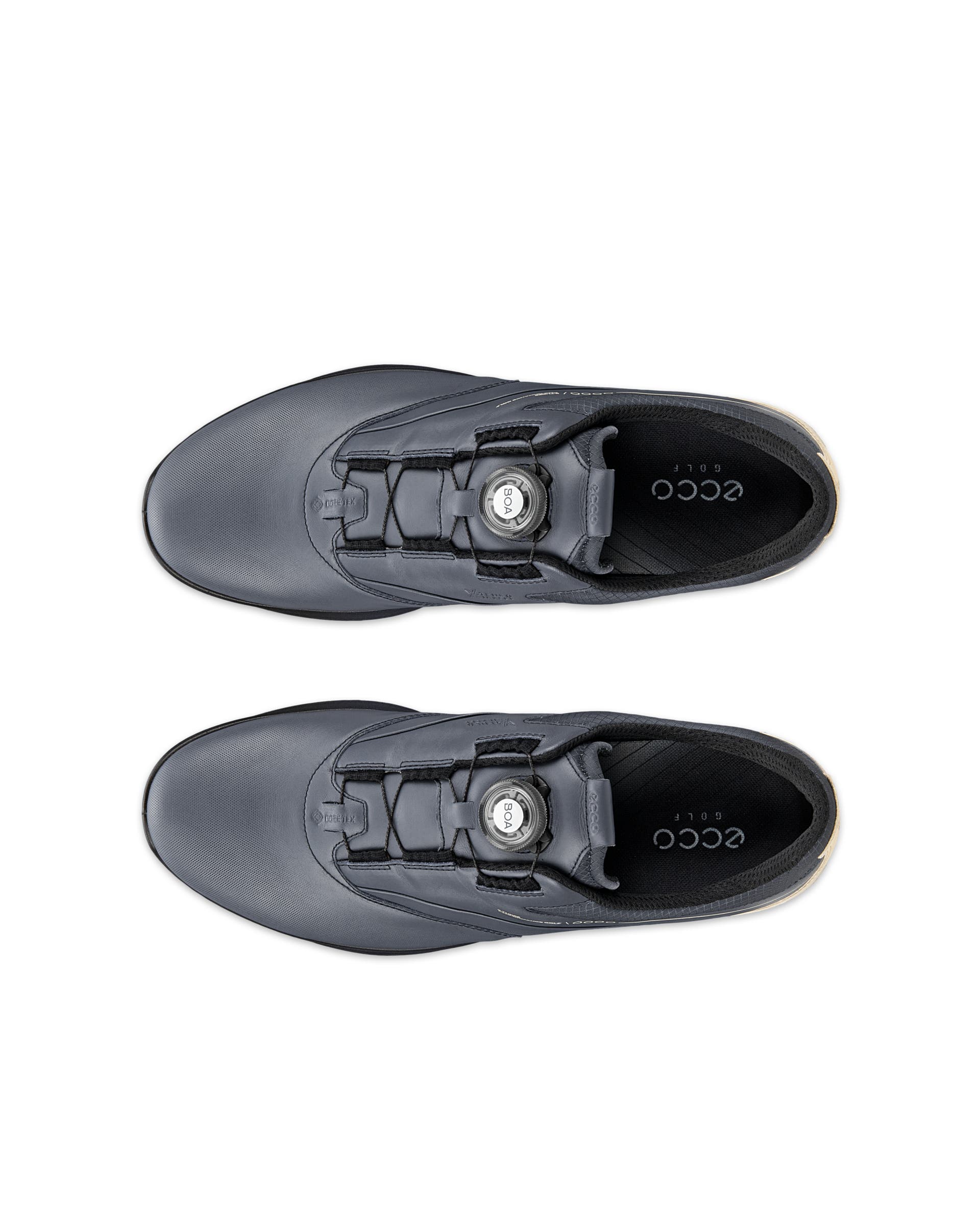 ECCO Golf S Three BOA メンズ レザーGore-Texゴルフシューズ - ブルー - Top left pair