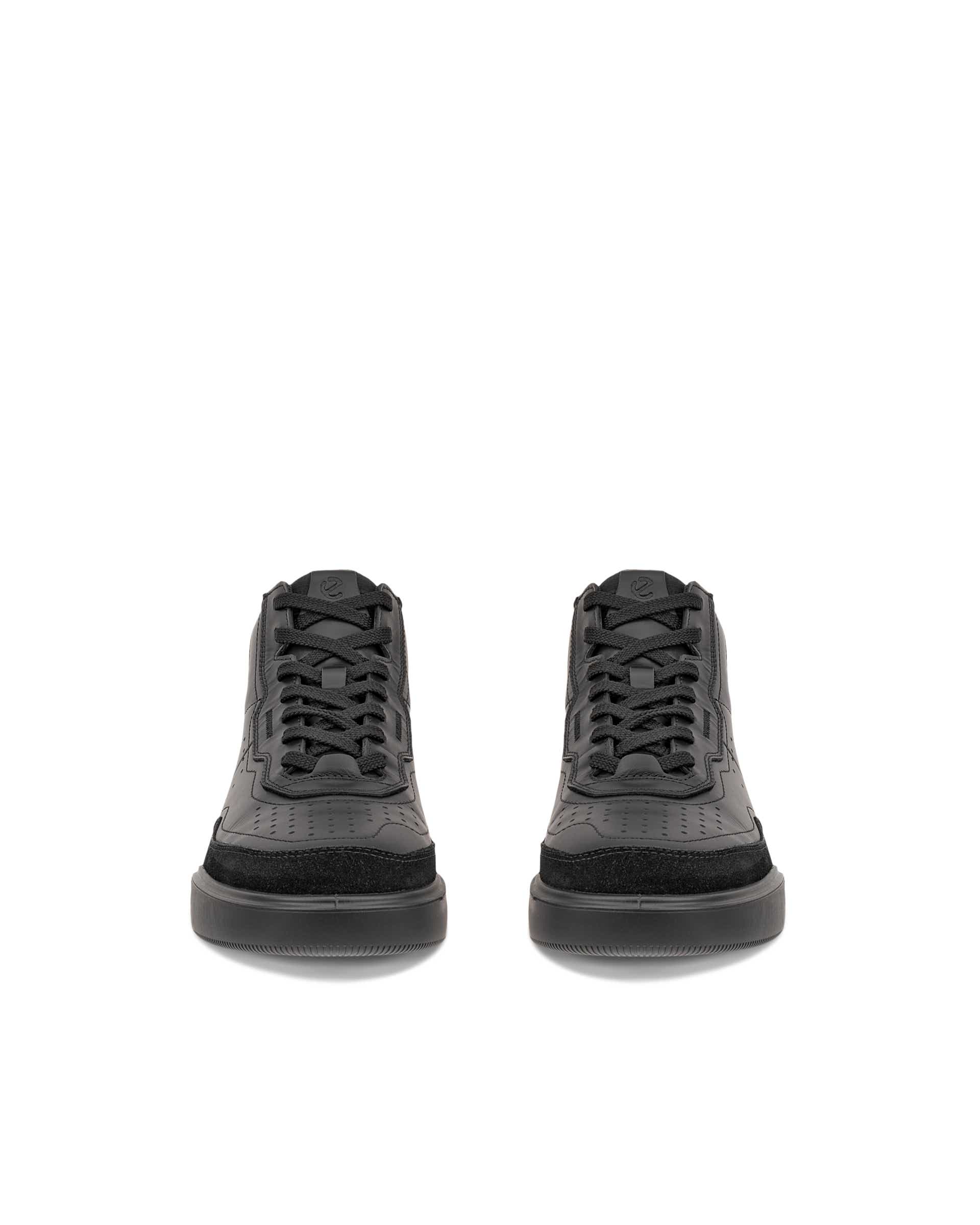 ECCO® STREET COURT dames hoge sneaker in leer - Zwart - Front pair