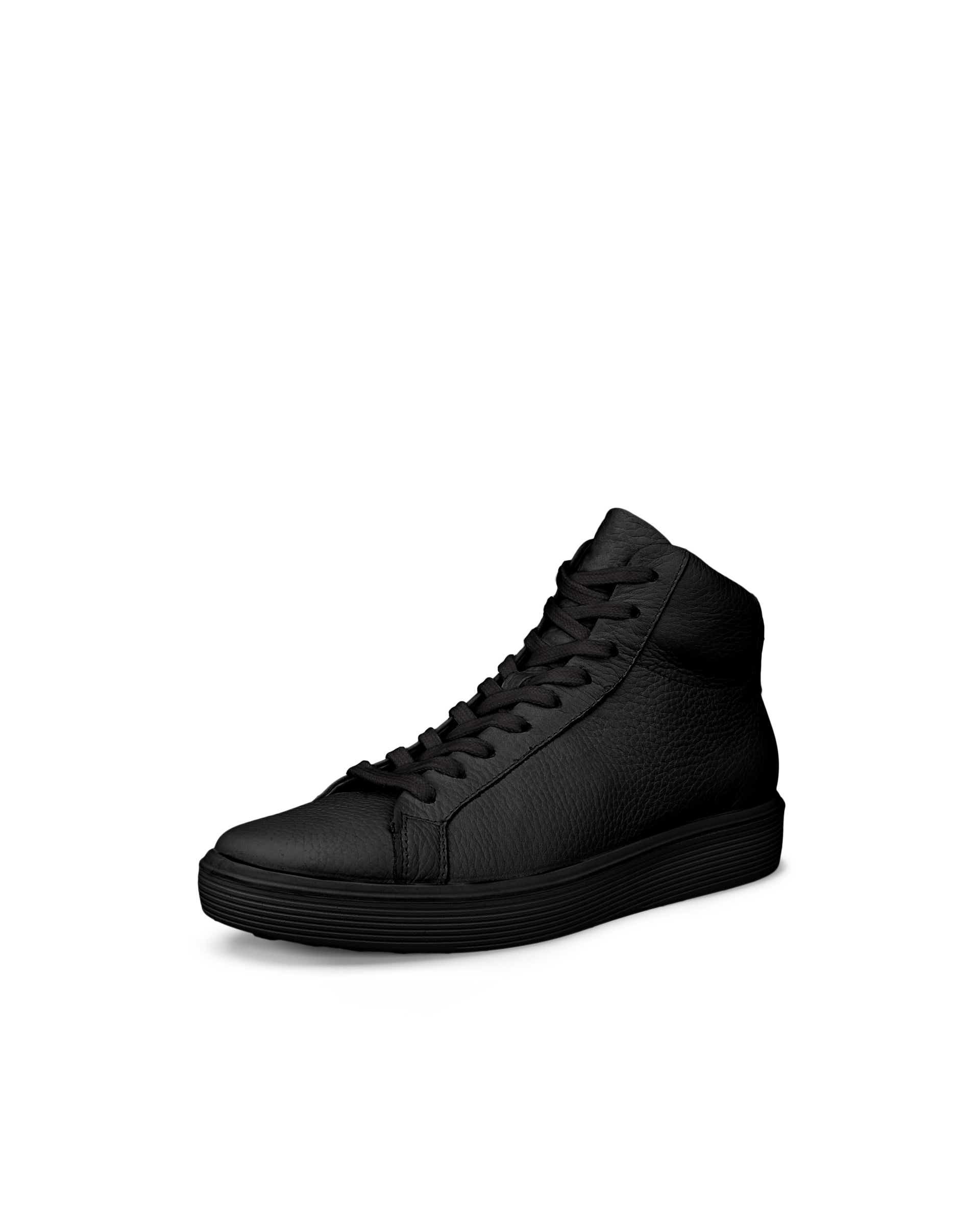 Women's ECCO® Soft 60 Leather High-Top Sneaker - Black - Main