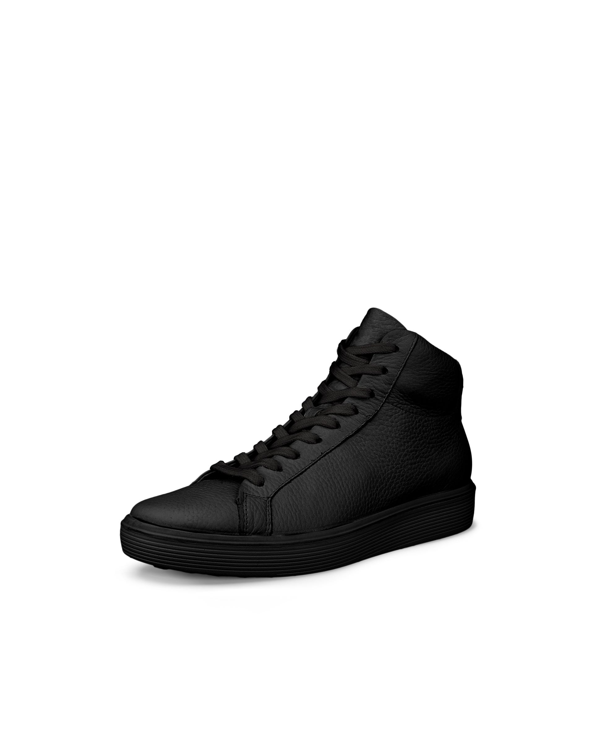 Women's ECCO® Soft 60 Leather High-Top Sneaker - Black - Main