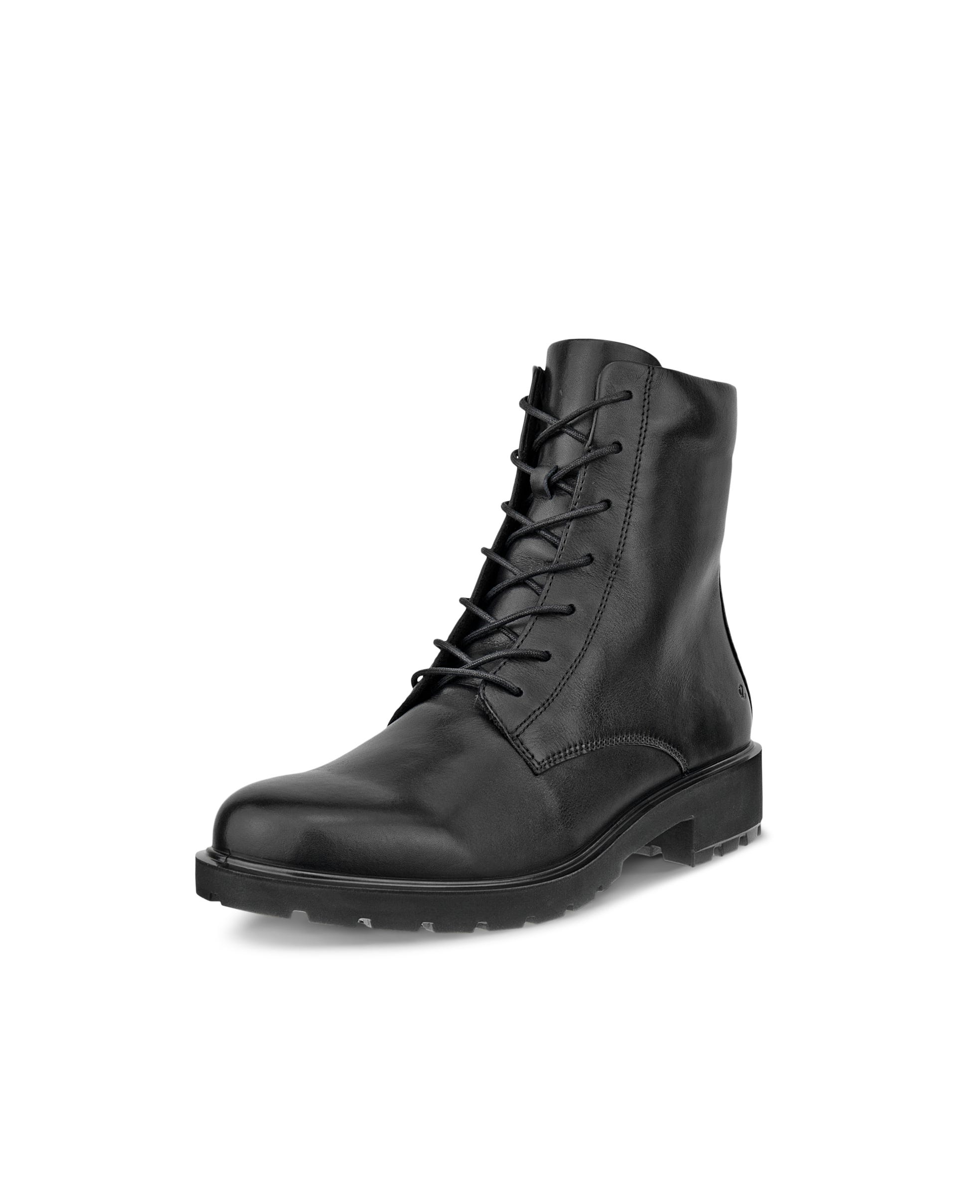Women's ECCO® Metropole Vienna Leather Mid-Cut Lace-Up Boot - Black - Main