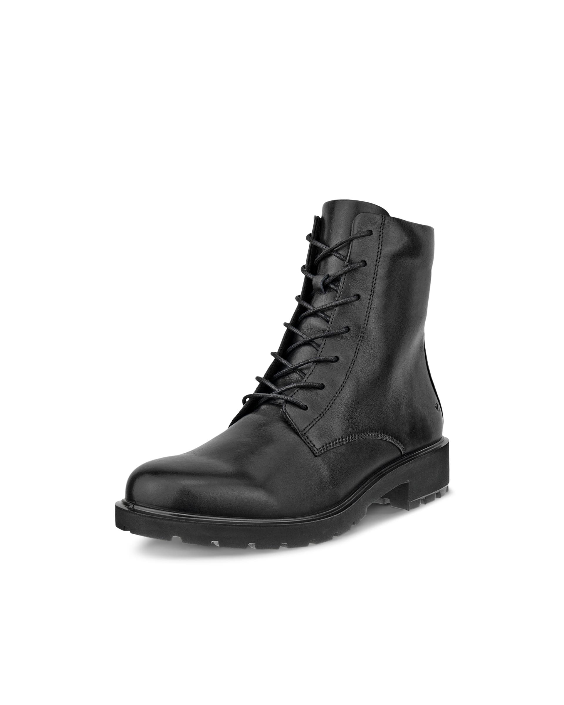 Women's ECCO® Metropole Vienna Leather Mid-Cut Lace-Up Boot - Black - Main