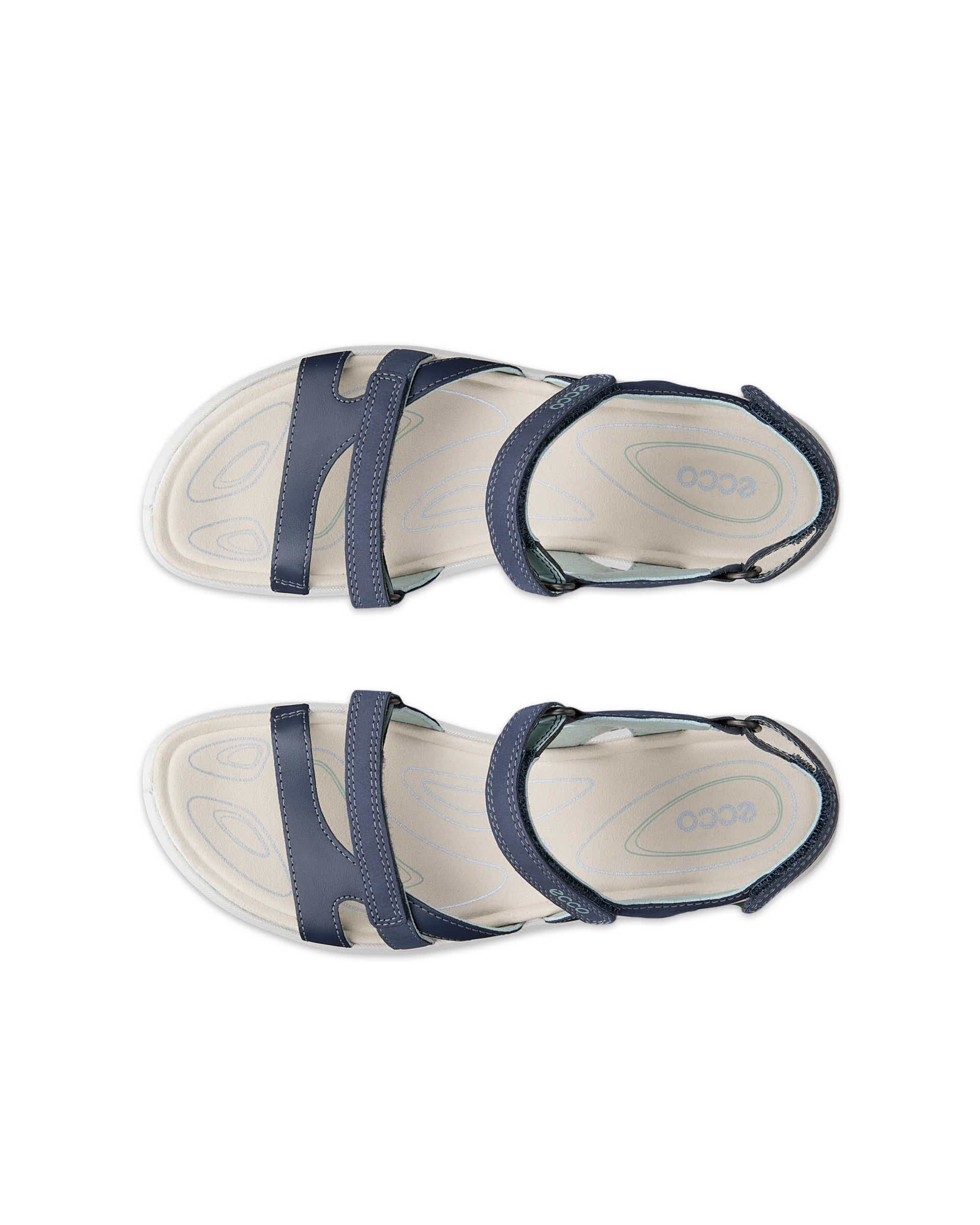 Women's ECCO® Cruise II Nubuck Flat Sandal - Blue - Top left pair