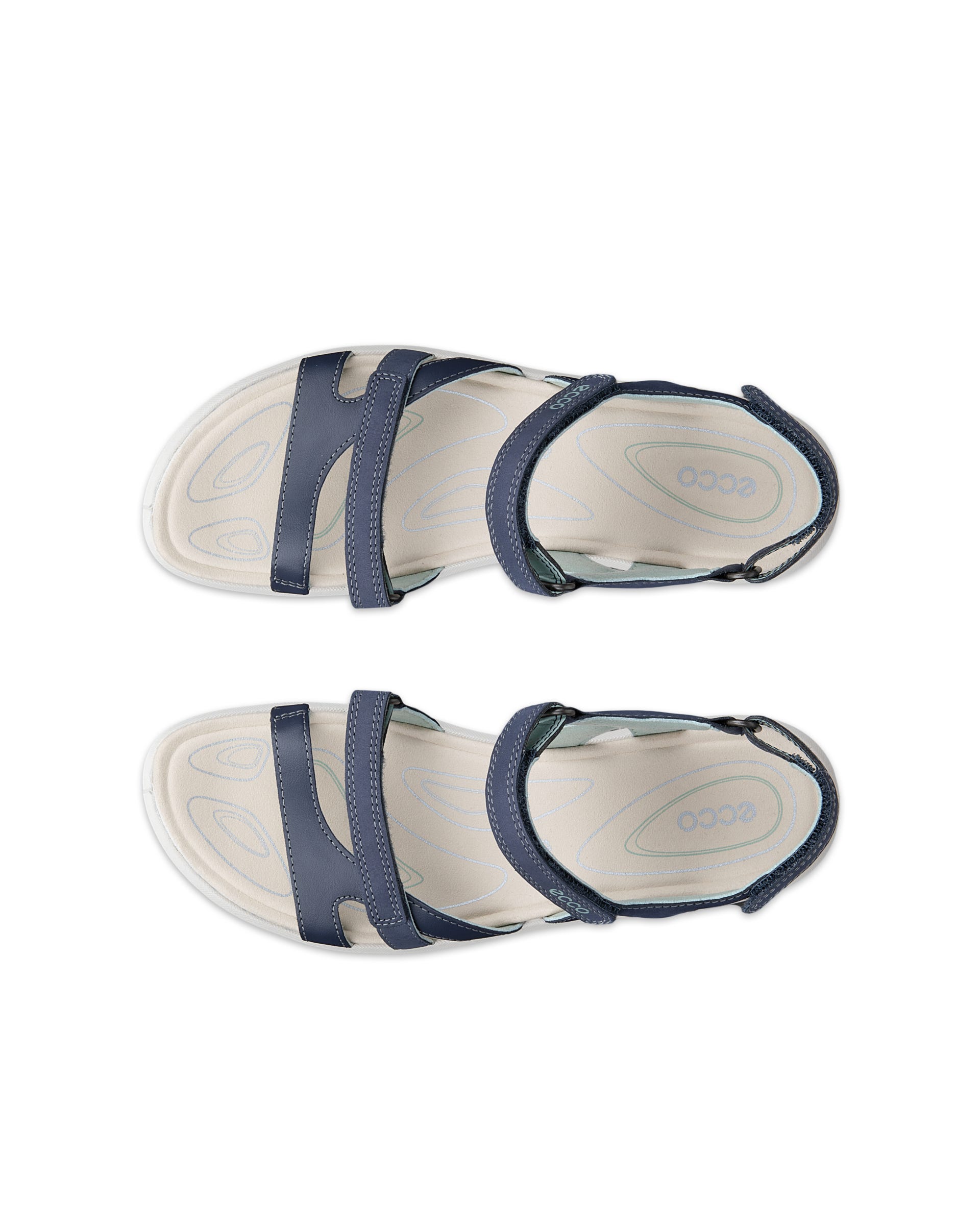 Women's ECCO® Cruise II Nubuck Flat Sandal - Blue - Top left pair