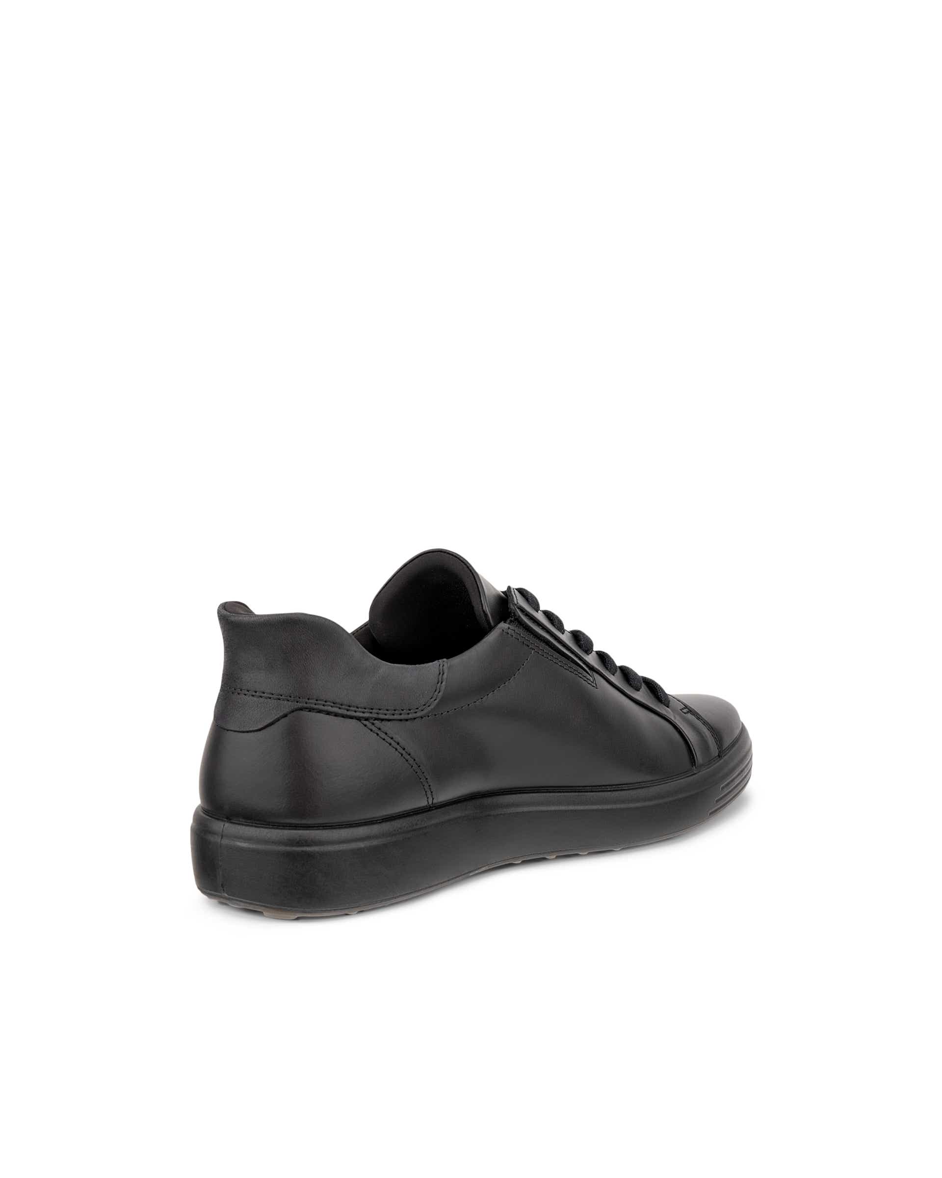 Men's ECCO® SOFT 7 Leather Trainer - Black - Back