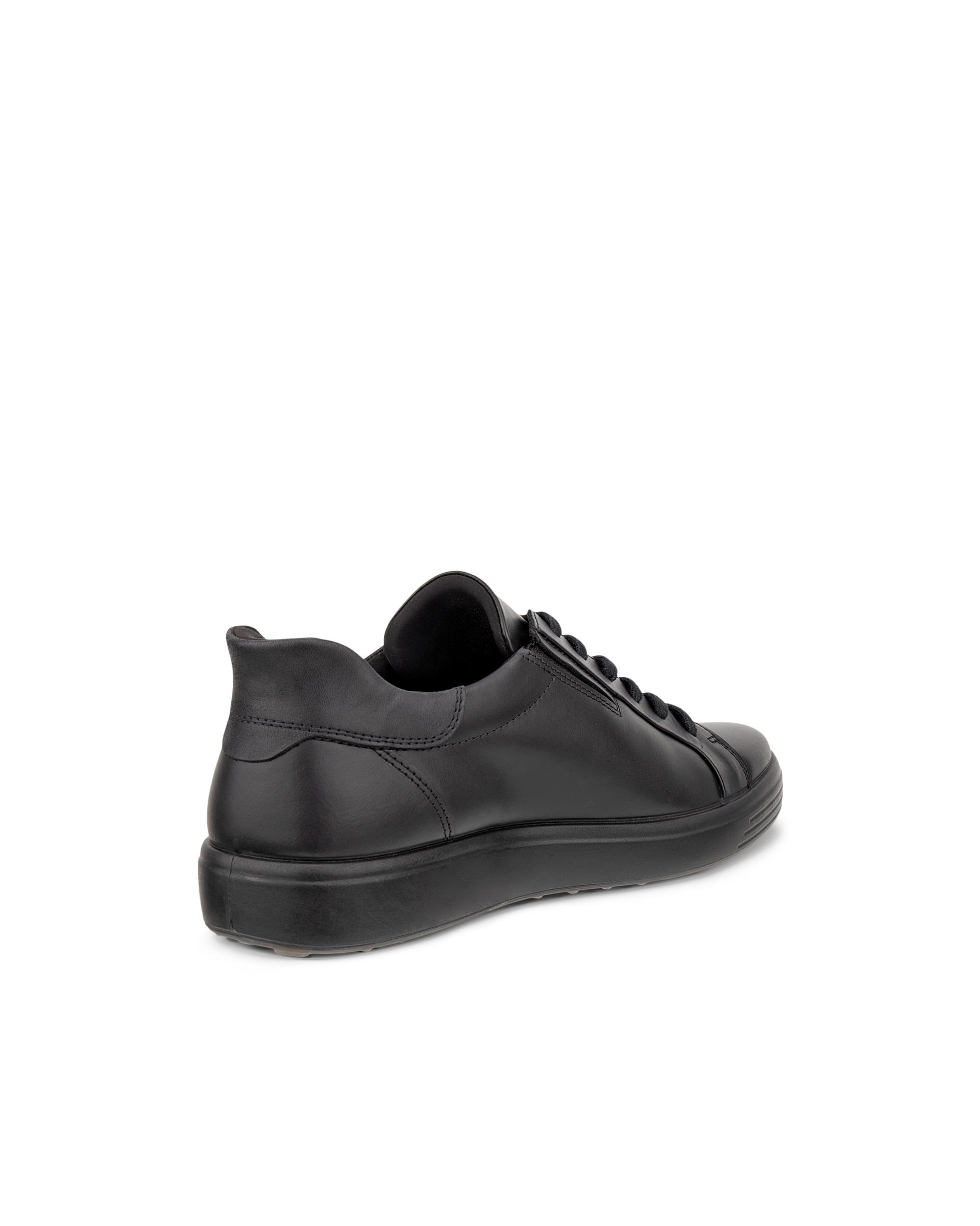 Men's ECCO® SOFT 7 Leather Trainer - Black - Back