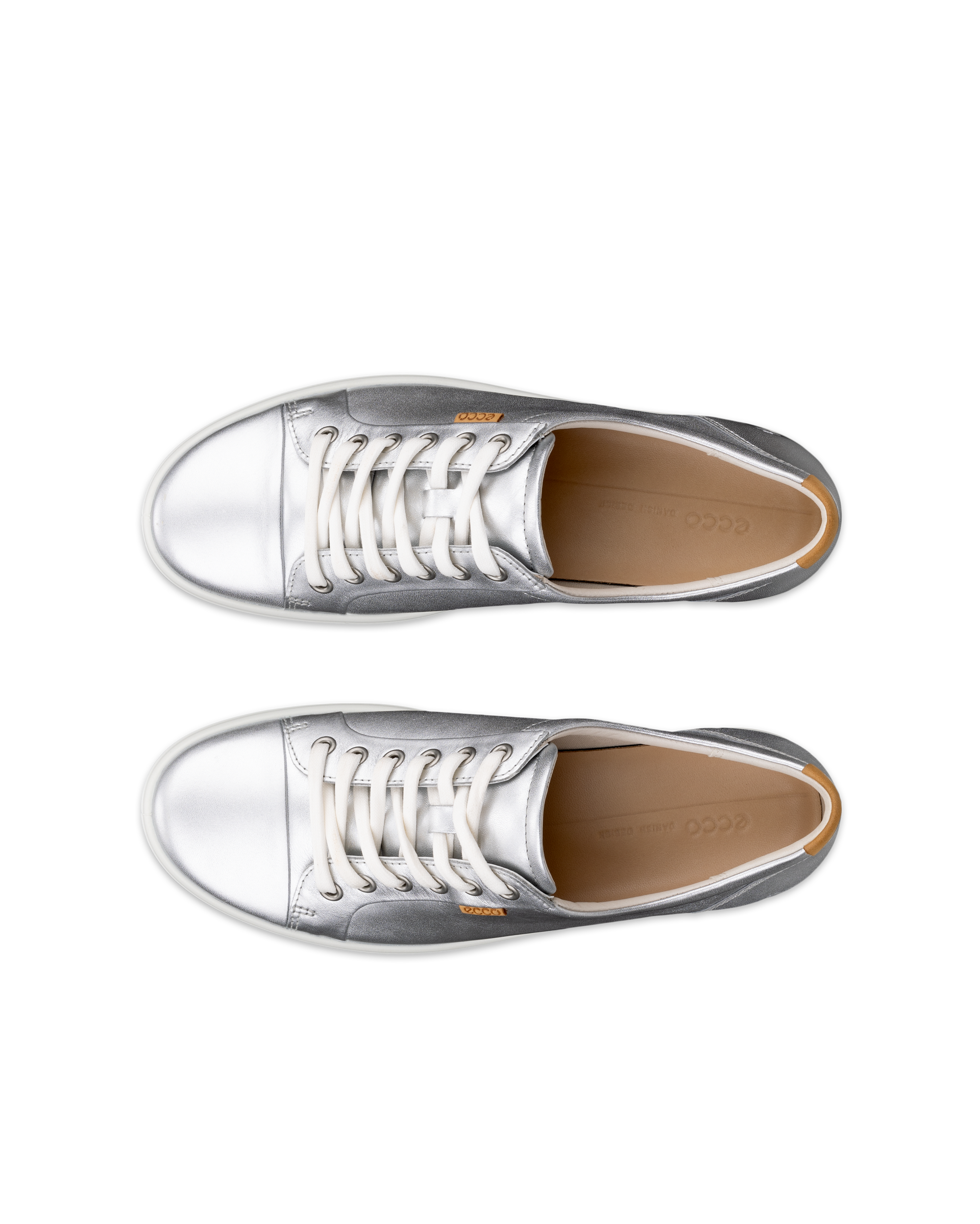 Zapatillas de piel ECCO® Soft 7 para mujer - Plateado - Top left pair