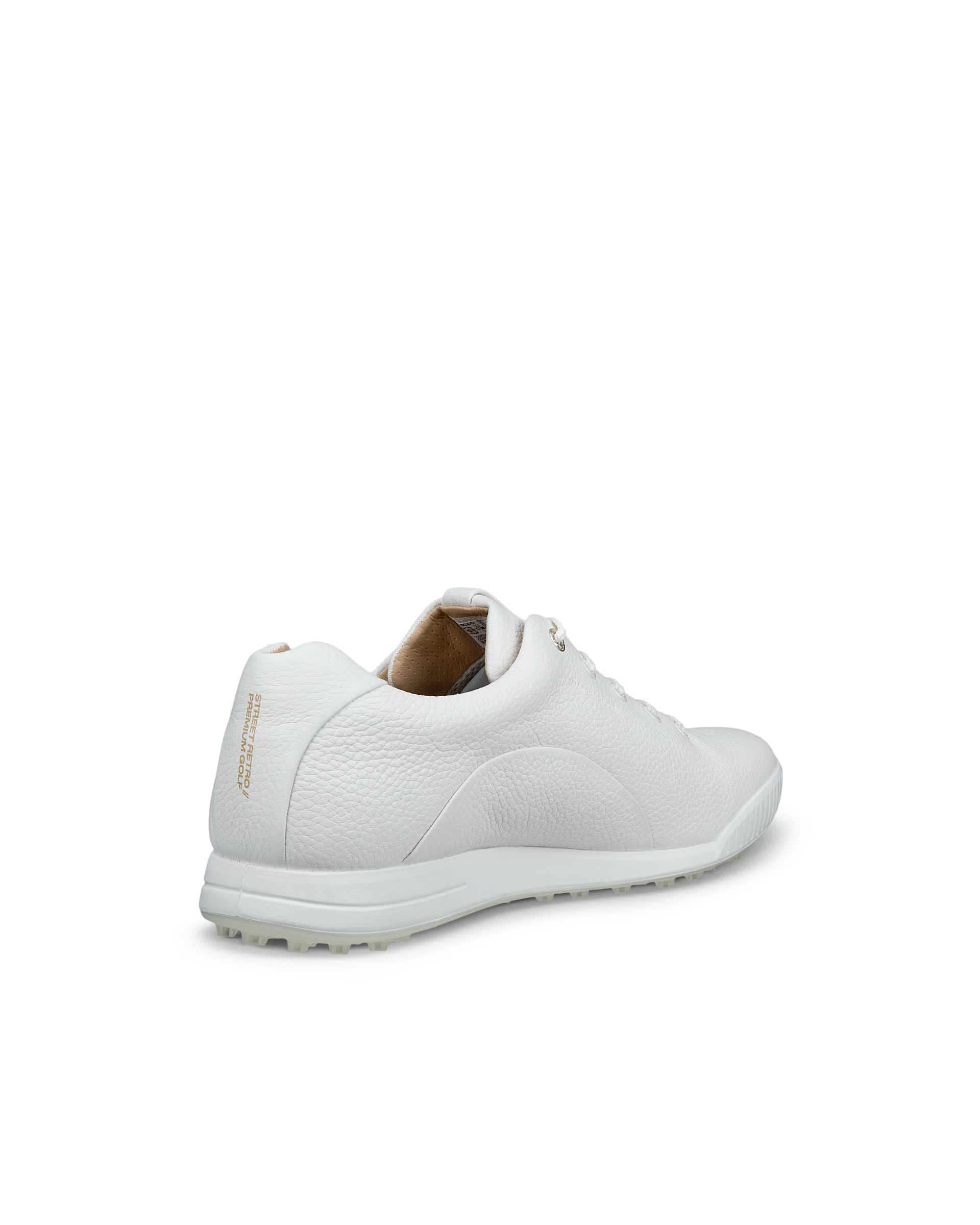 Men's ECCO® GOLF STREET RETRO Leather Waterproof Golf Shoe - White - Back