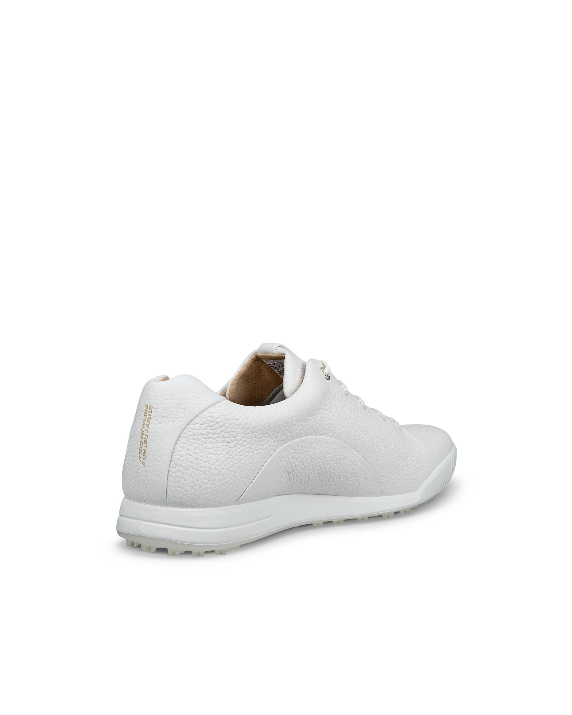 Men's ECCO® Golf Street Retro Leather Waterproof Golf Shoe - White - Back
