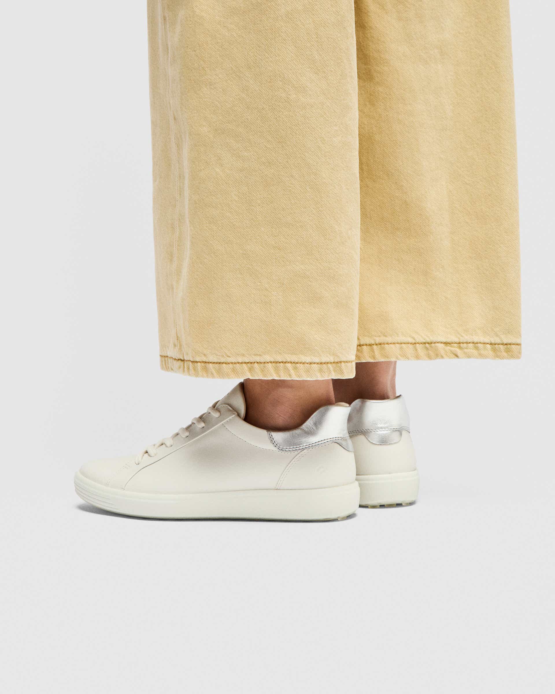 Women's ECCO® Soft 7 Leather Trainer - White - Lifestyle image-1