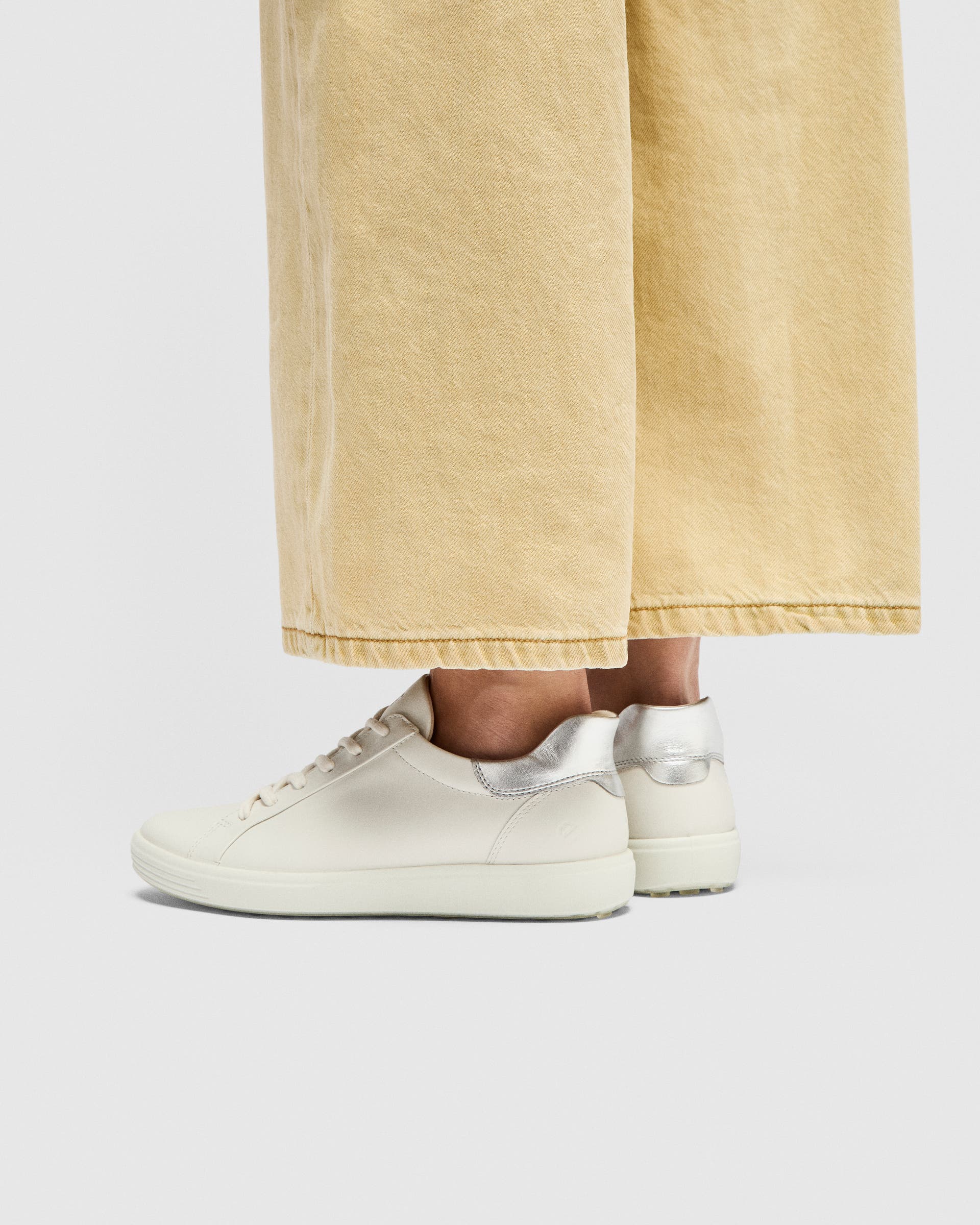 Women's ECCO® Soft 7 Leather Trainer - White - Lifestyle image-1