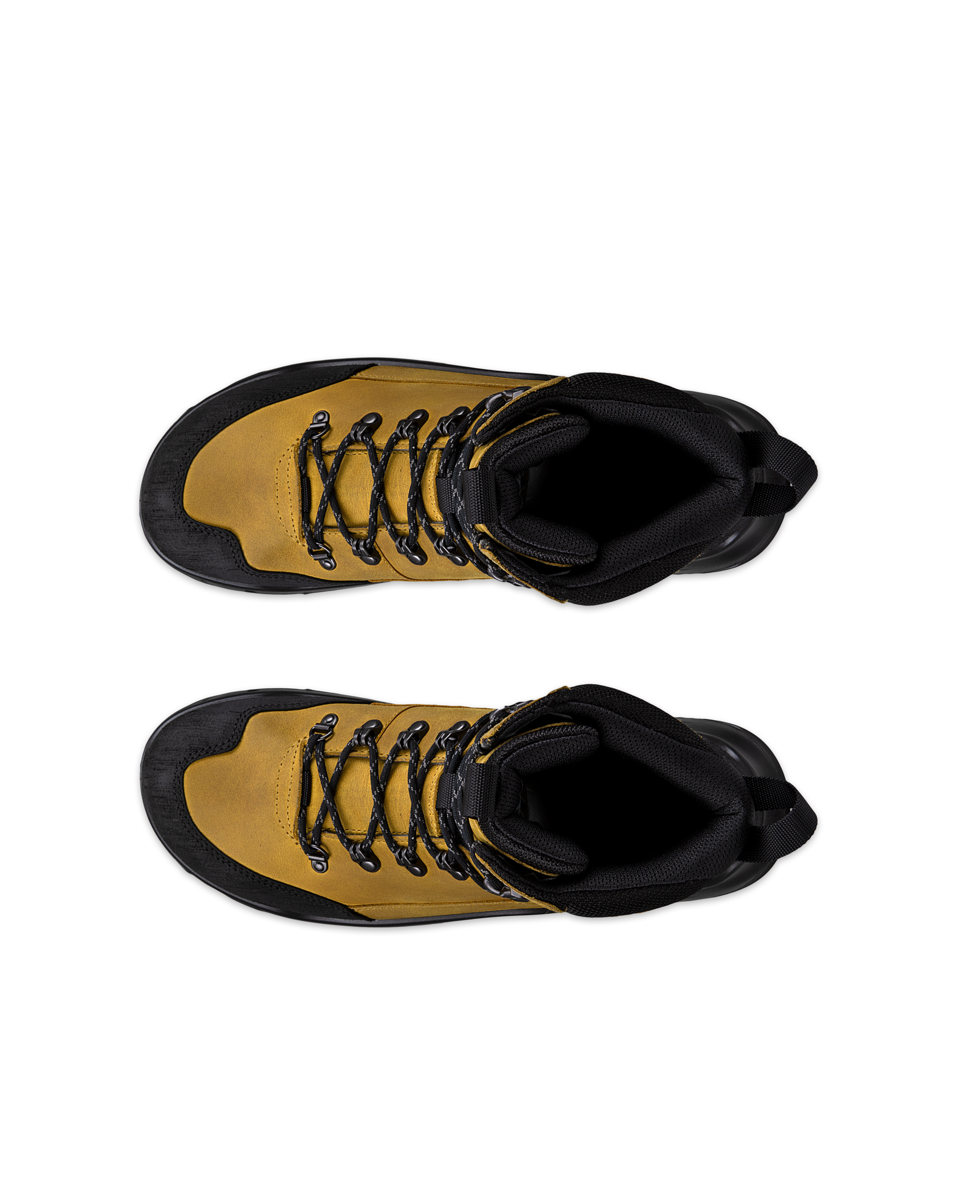 ECCO Offroad メンズ ヌバックウォータープルーフミッドカットアウトドアブーツ - イエロー - Top left pair