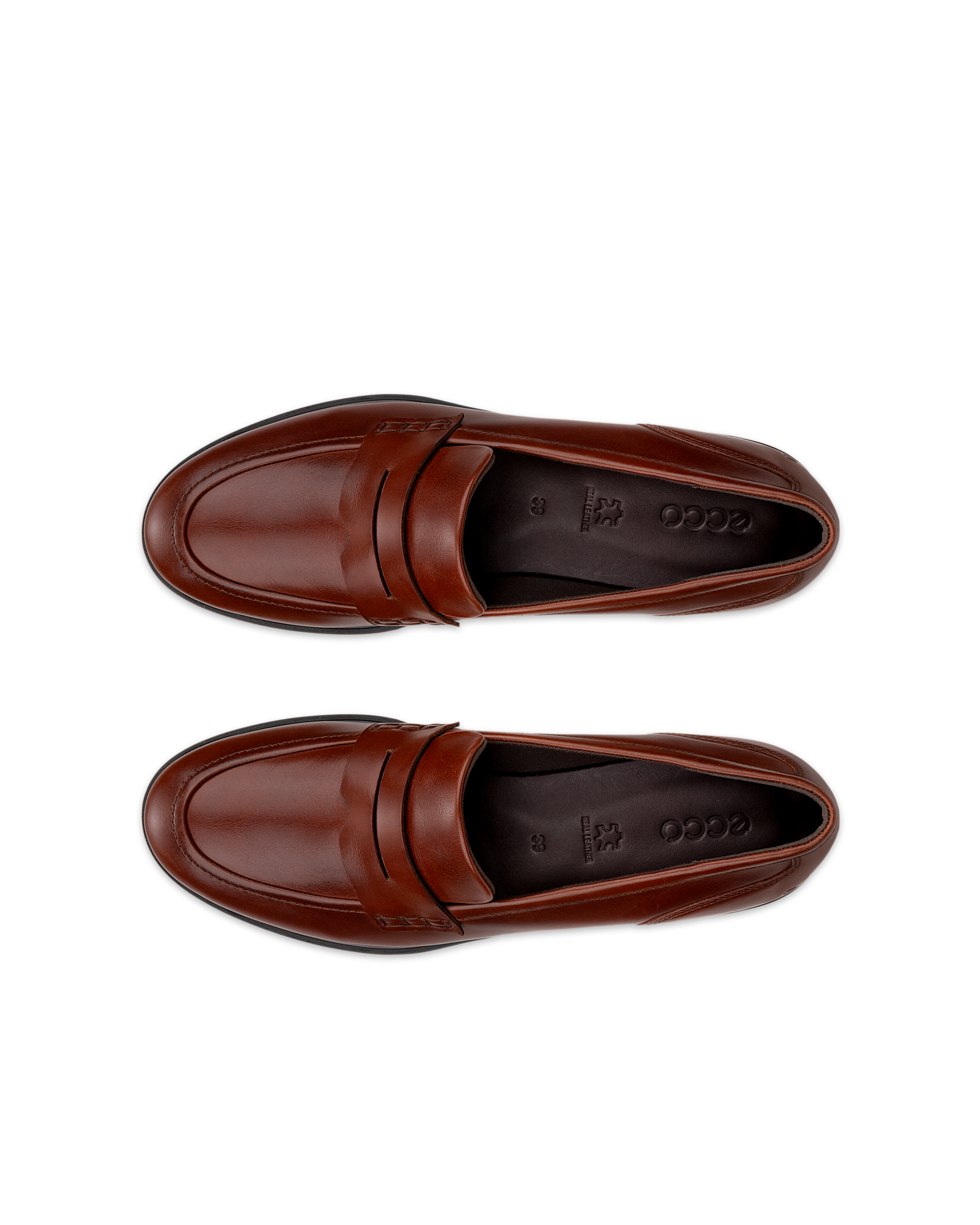 ECCO Dress Classic 15 ウィメンズ レザーローファー - ブラウン - Top left pair