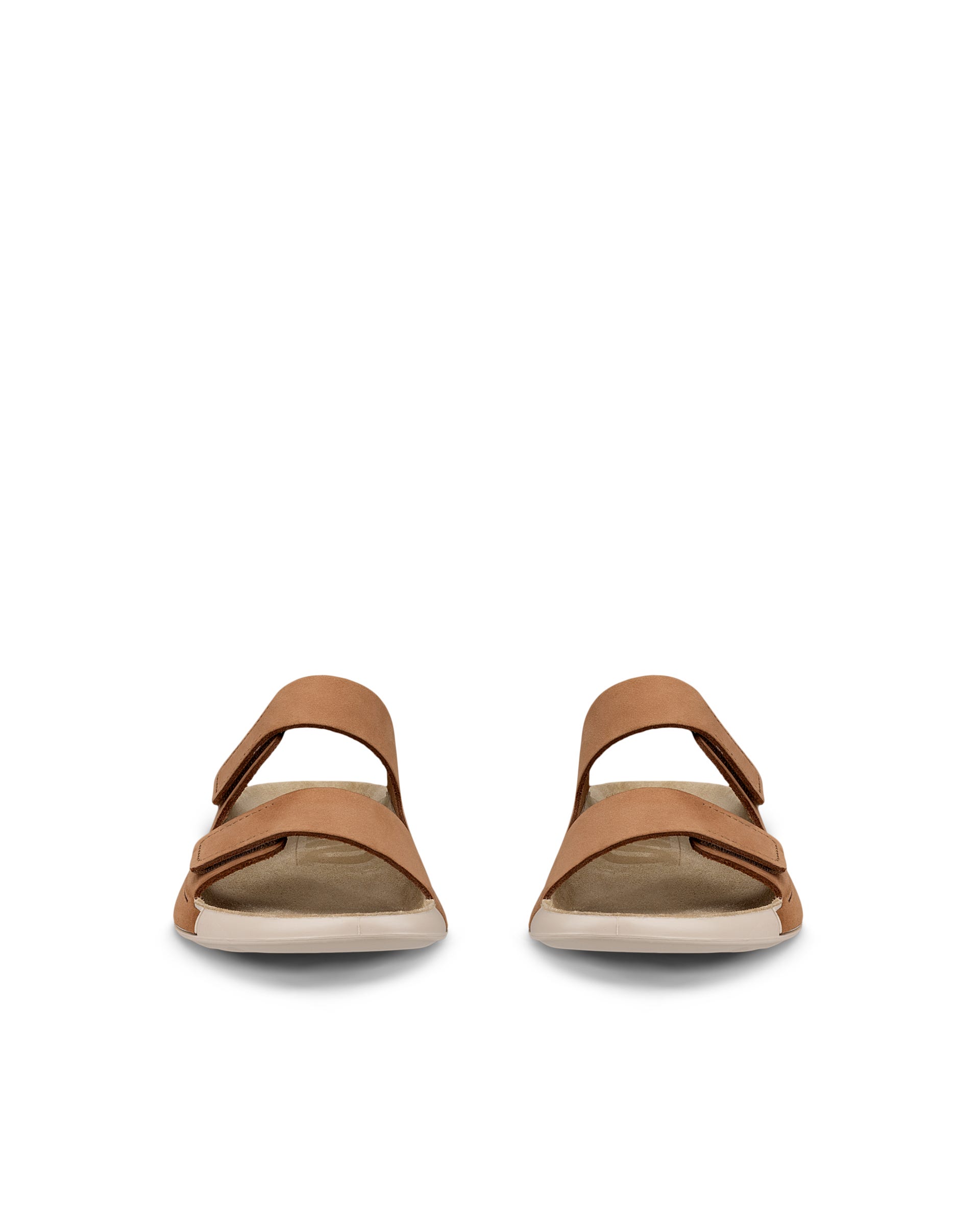 Women's ECCO® Cozmo Nubuck Two Strap Sandal - Brown - Front pair